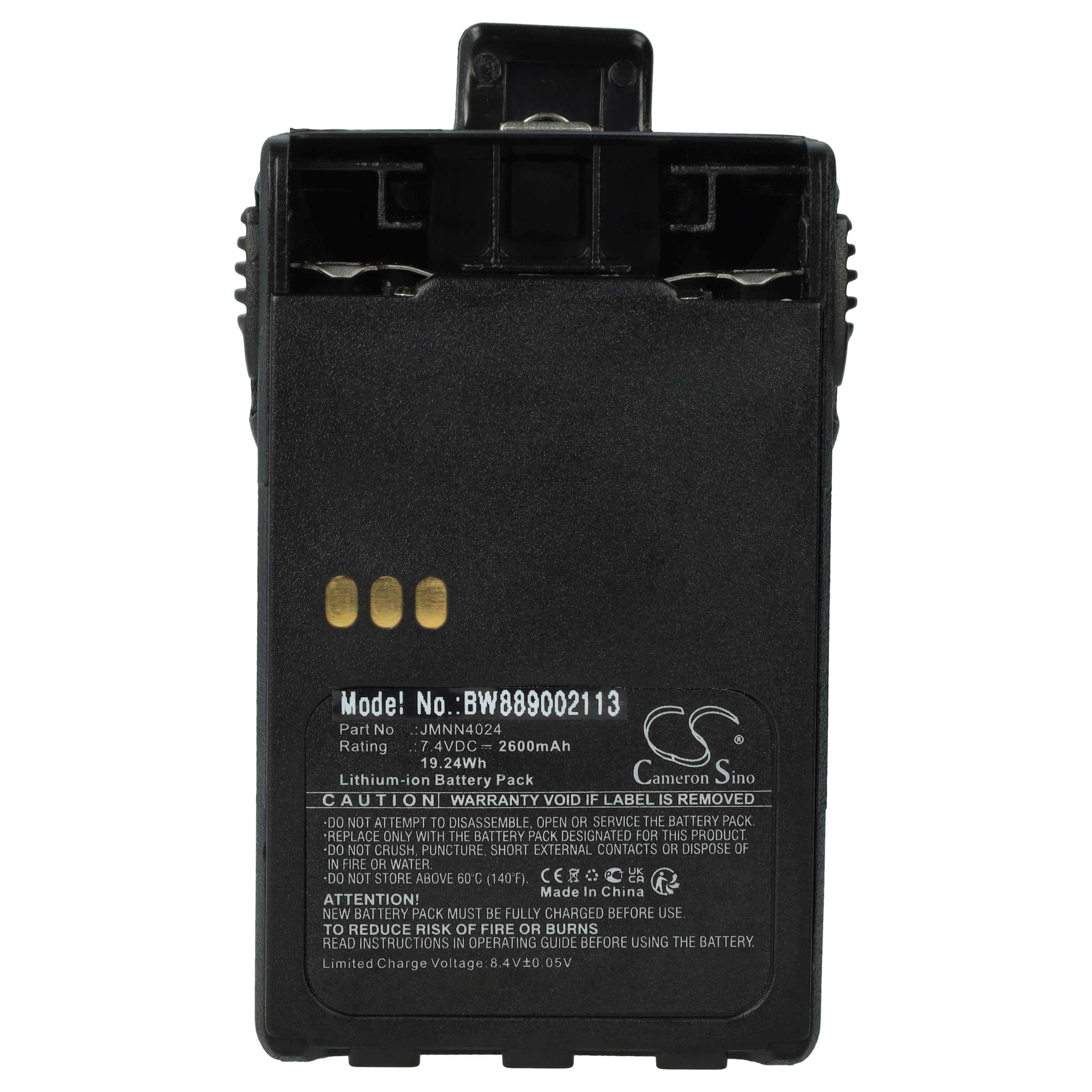 Akumulator do radiotelefonu zamiennik Motorola JMNN4023BR, JMNN4023 - 2600 mAh 7,2 V Li-Ion + klips na pasek