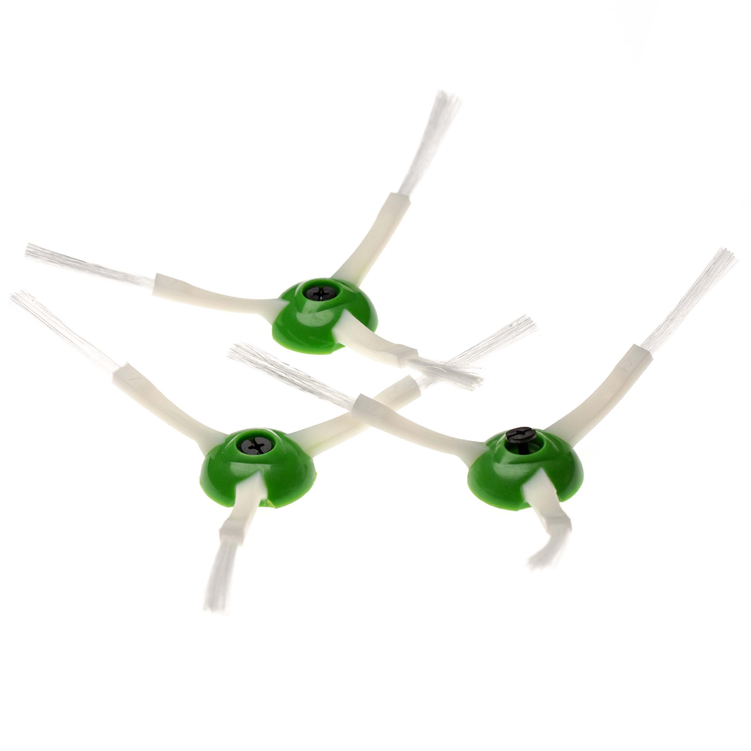 3x Cepillo lateral 3 brazos para robot aspirador iRobot Roomba E5 - Set de cepillos blanco / verde