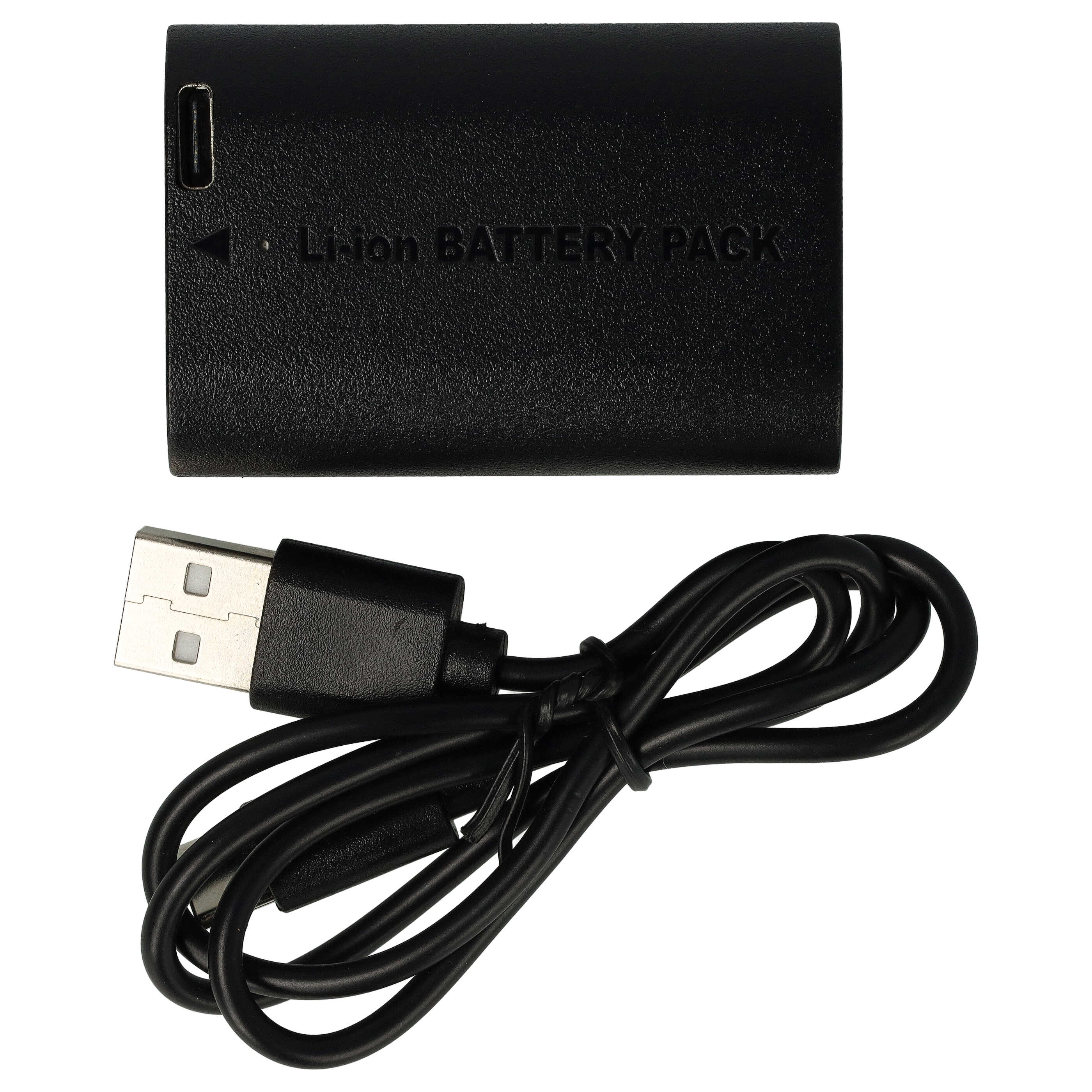 2x Battery replaces Canon LP-E6 - 2250mAh, 7.4V, Li-Ion, with USB C Socket