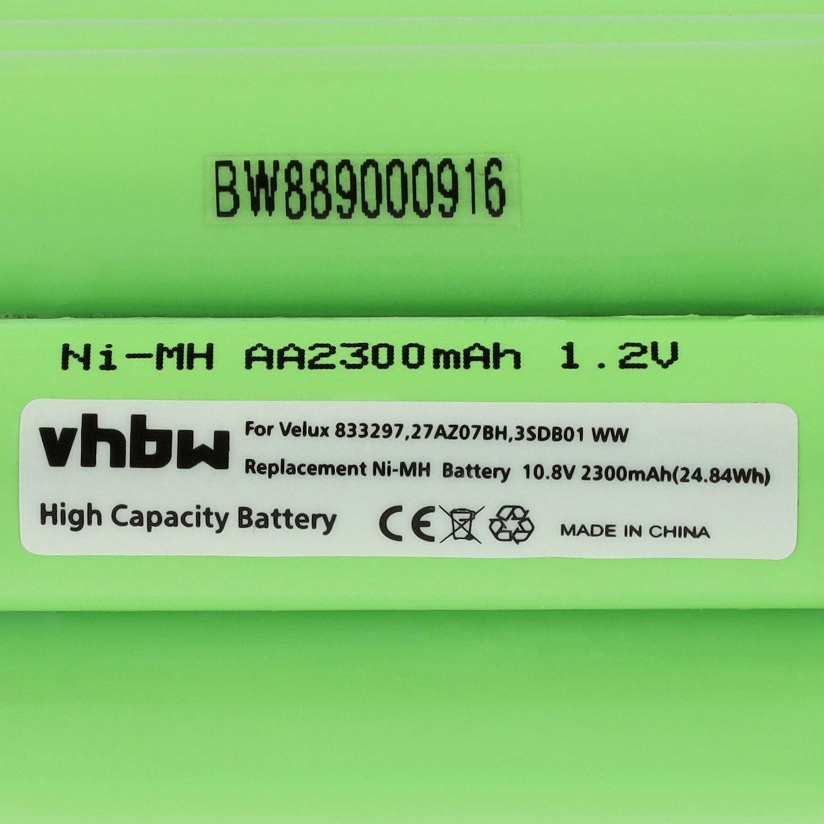 Batterie (2 pcs.) remplace 833297, 27AZ07BH, 3SD B01 WW store volet de fenêtre Velux - 2300mAh 10,8V NiMH