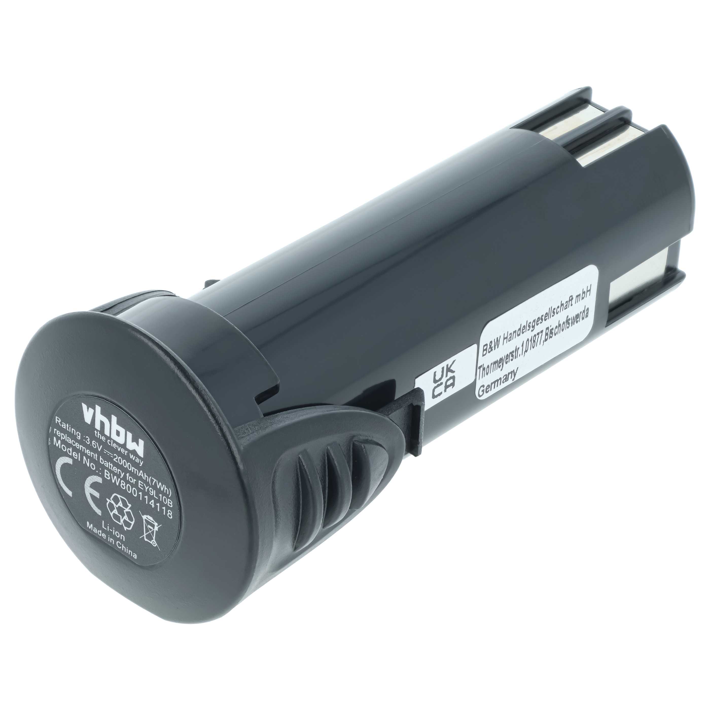 Battery replaces Panasonic EZ9L10, EY9L10B Electric Power Tool - 2000 mAh, 3.6 V, Li-Ion