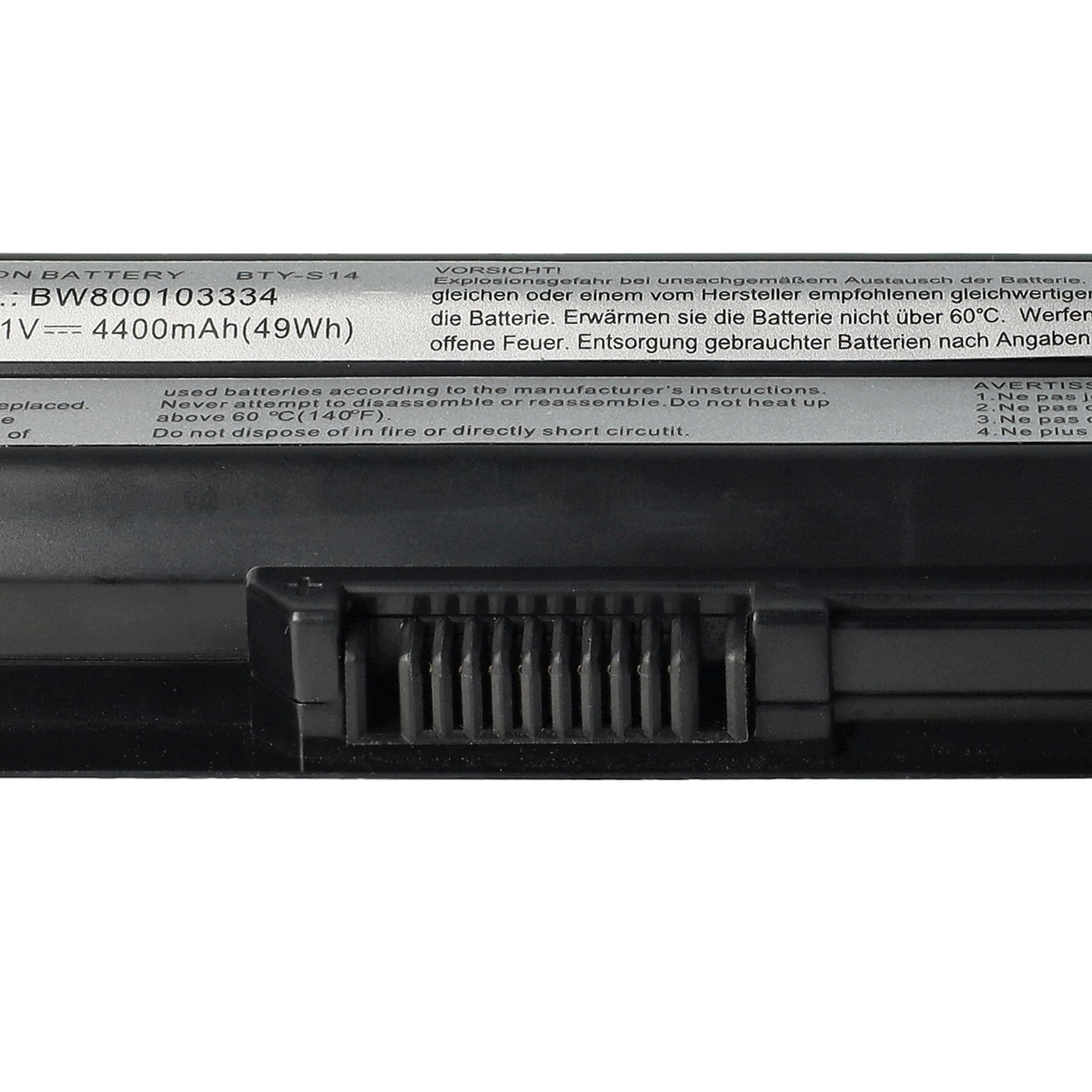 Batteria sostituisce Medion BTY-S14, 40029150, 40029231, 40029683 per notebook MSI - 4400mAh 11,1V Li-Ion nero