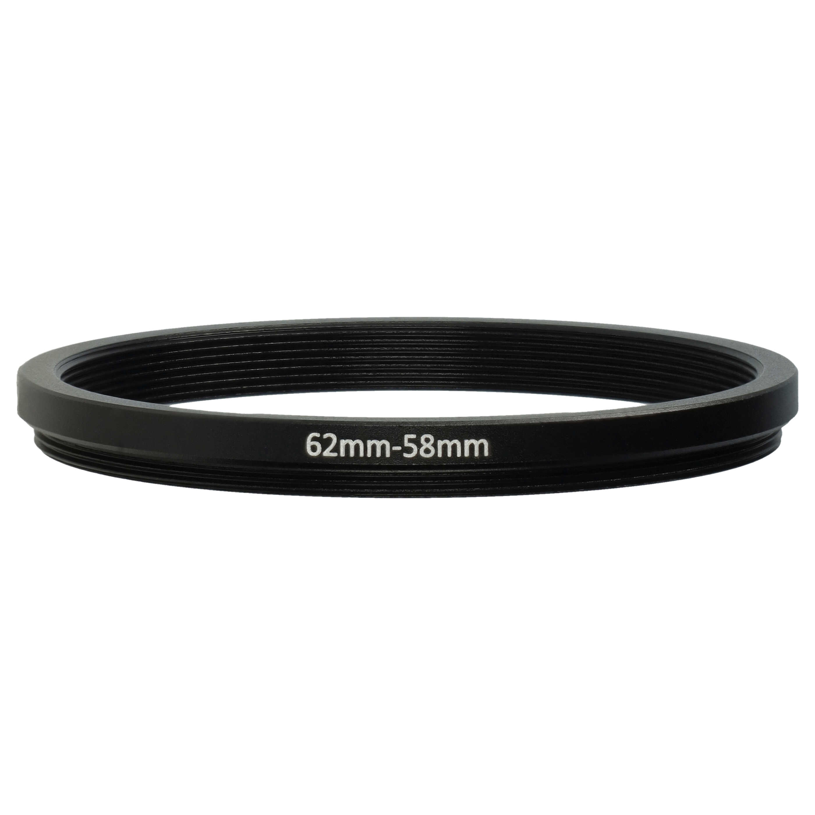 Step-Down-Ring Adapter von 62 mm auf 58 mm passend für Kamera Objektiv - Filteradapter, Metall, schwarz