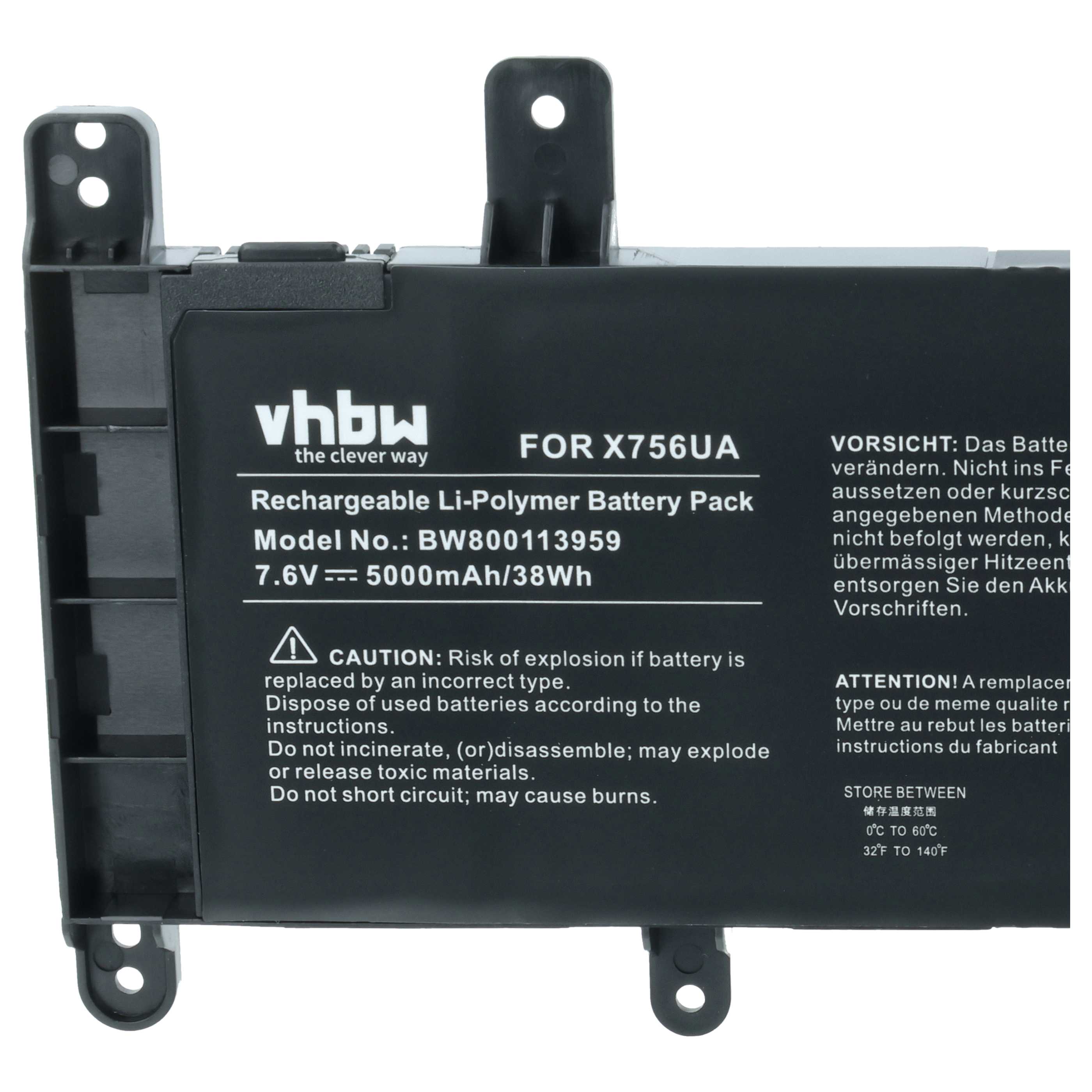 Akumulator do laptopa zamiennik Asus 0B200-01800100, C21-N1515, C21N1515 - 5000 mAh 7,6 V LiPo, czarny