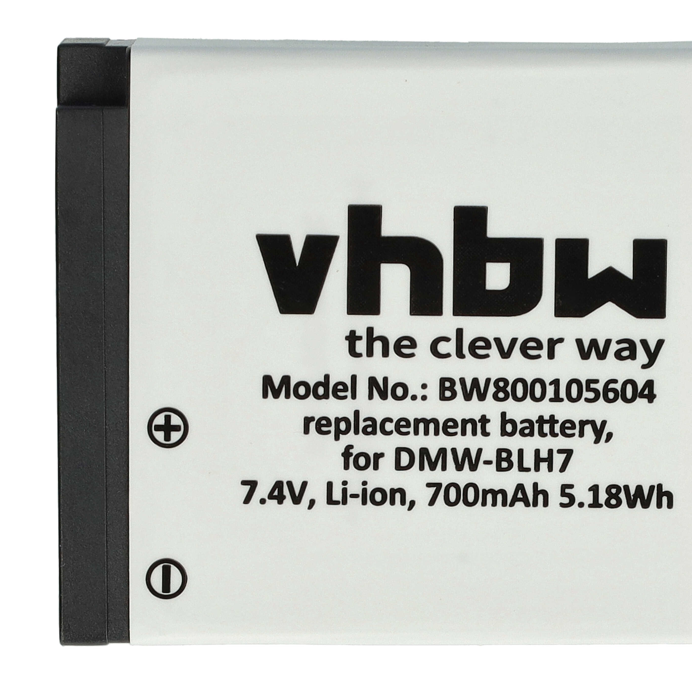 Battery replaces Panasonic DMW-BLH7E, DMW-BLH7, DMW-BLHPP, DMW-BLH7PP - 600mAh, 7.2V, Li-Ion with Info Chip