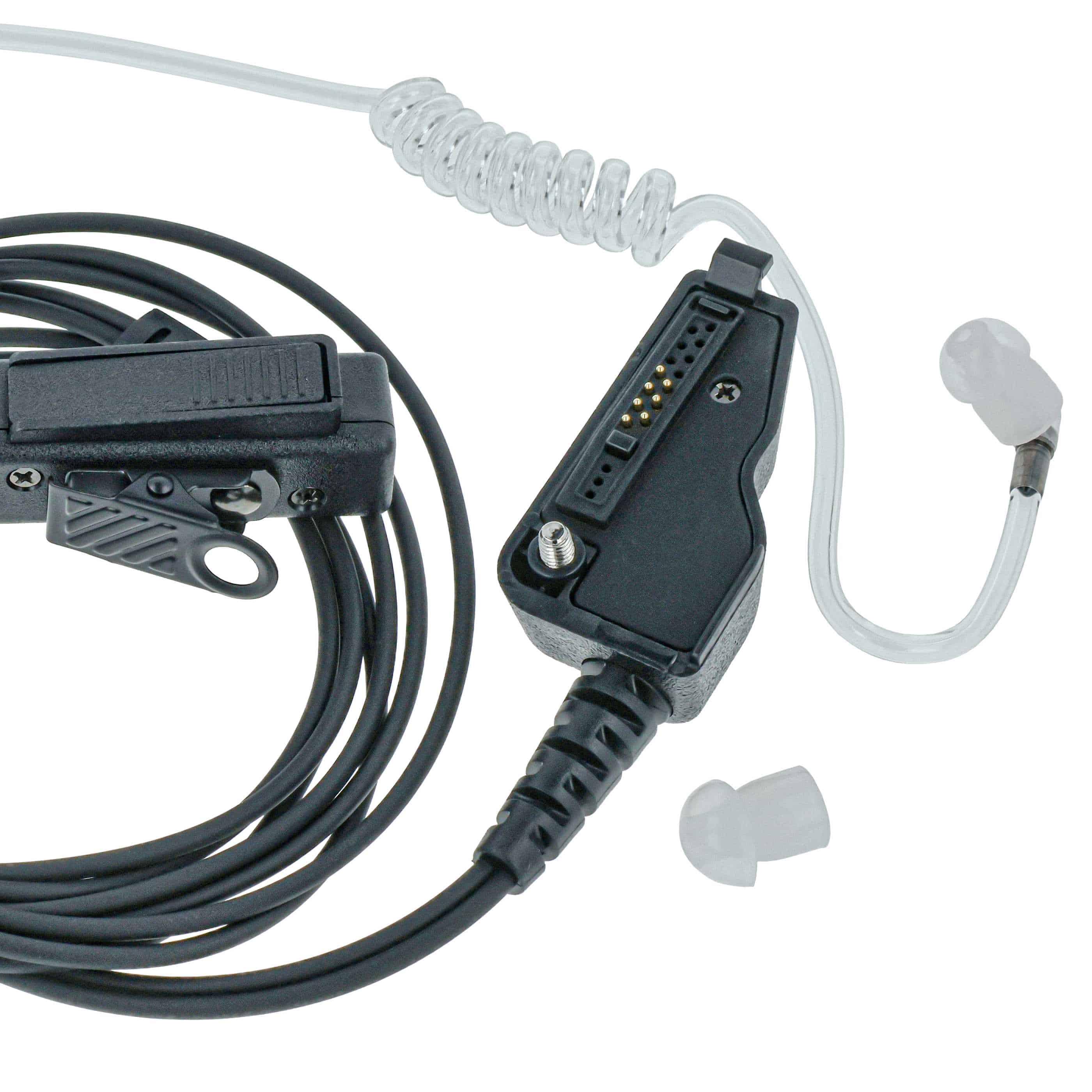 Security Radio Headset suitable for Kenwood TK-2140E - with PTT Microphone + Clip Mount + Phono Cable