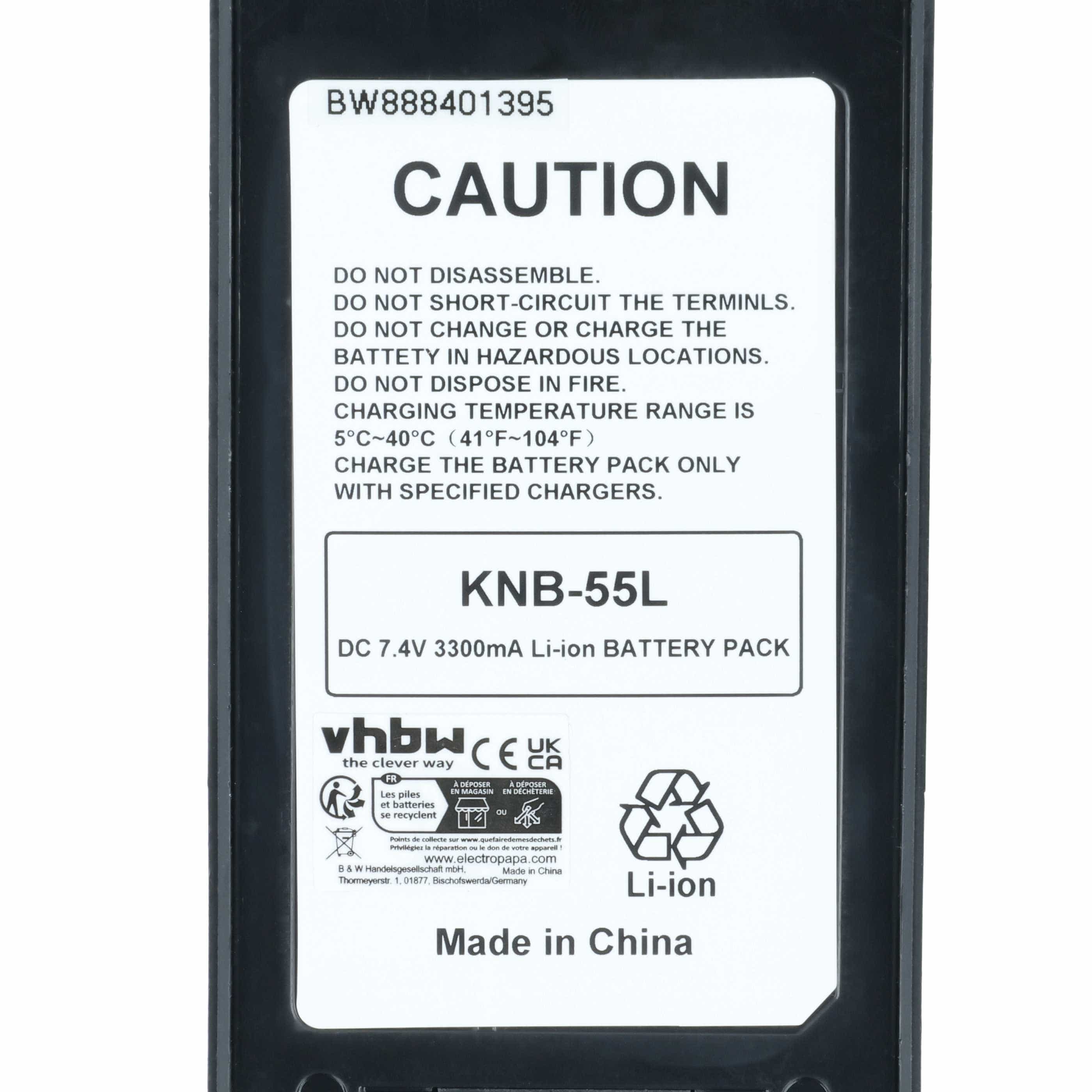 Radio 2x Battery replaces Kenwood KNB-57L, KNB-78L, KNB-55L, KNB-56N, KNB-24L, KNB-35L - 3300 mAh 7.4 V Li-Ion
