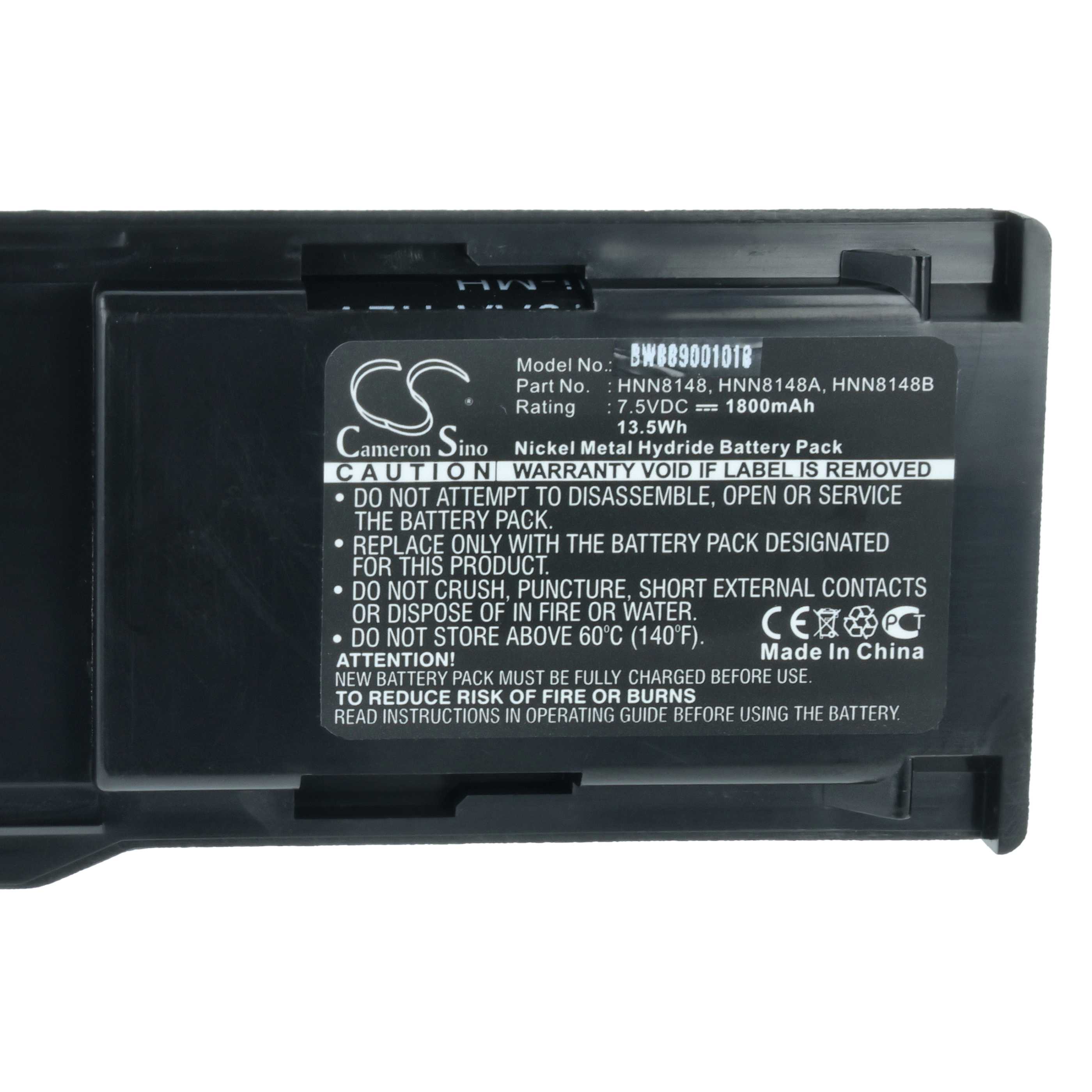Radio Battery replaces Motorola HNN8148C, HNN8148, HNN8148A, HNN8148B - 1800 mAh 7.5 V NiMH