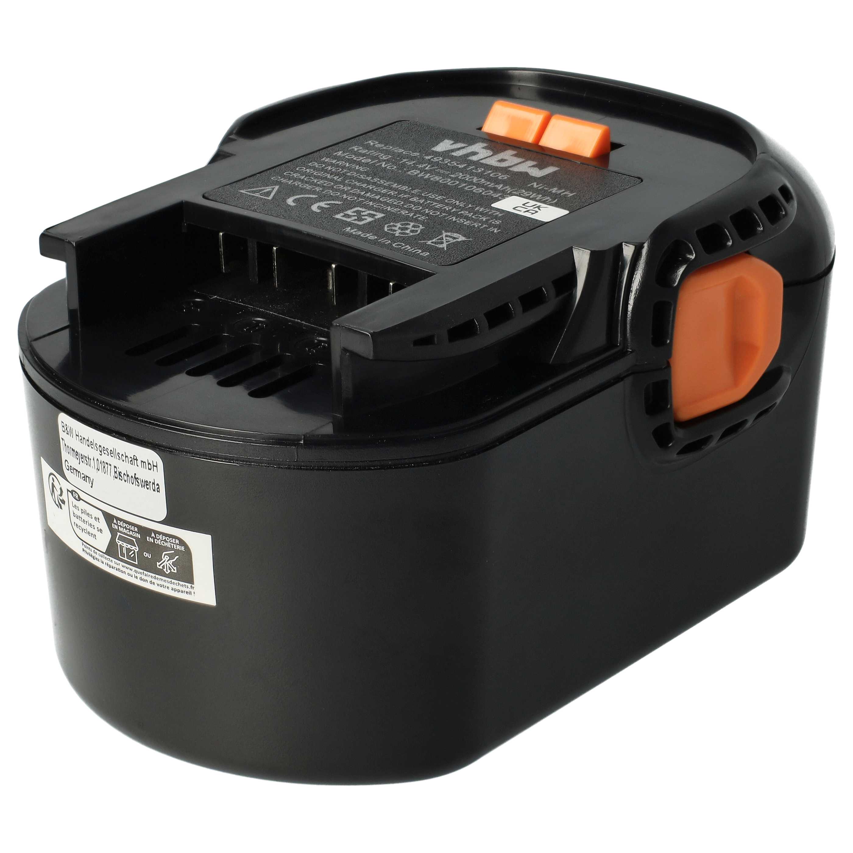 Electric Power Tool Battery Replaces AEG 4935413106, 4935416790, B1414G, B1415R - 2000 mAh, 14.4 V, NiMH