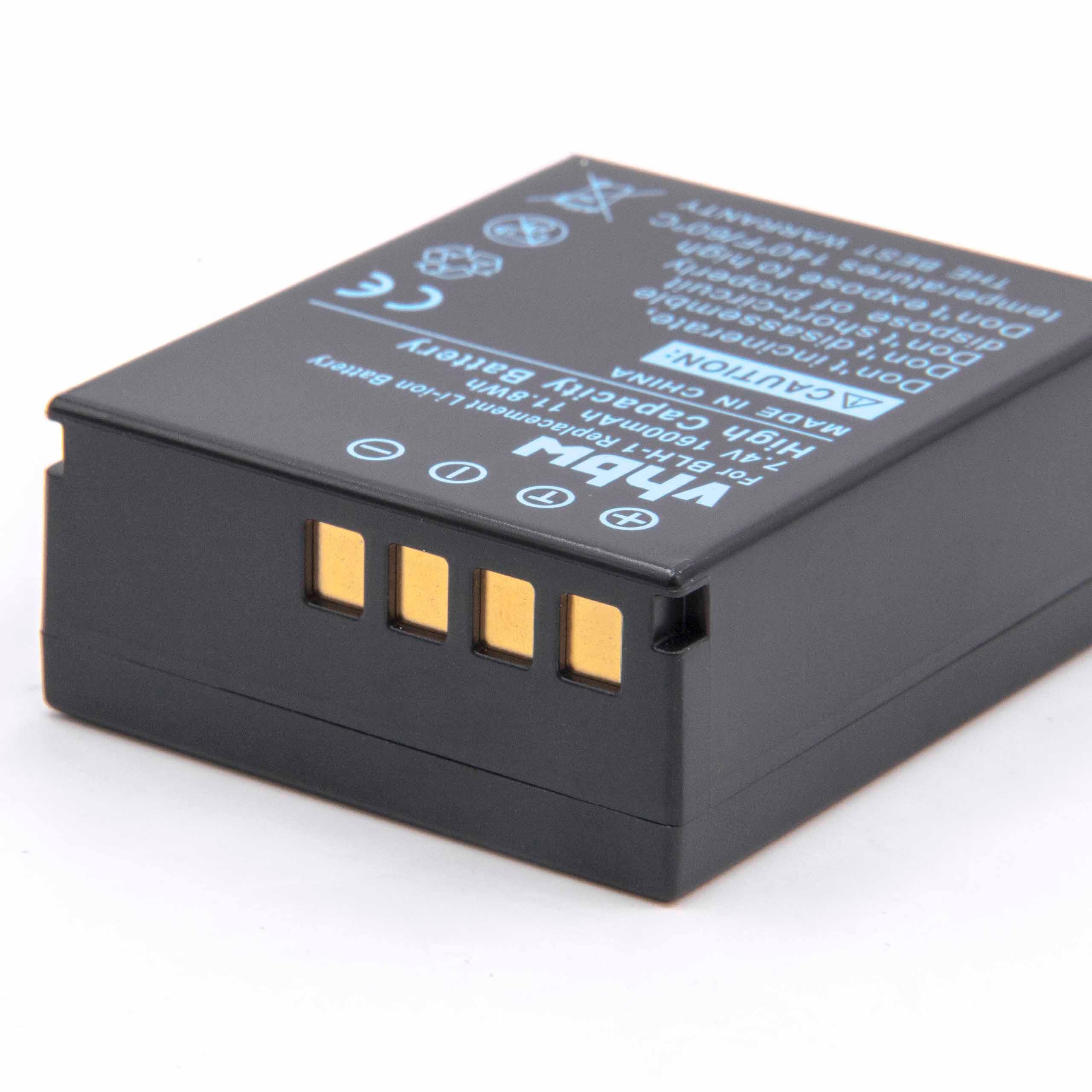 Batterie remplace Olympus BLH-1 pour appareil photo - 1600mAh 7,4V Li-ion