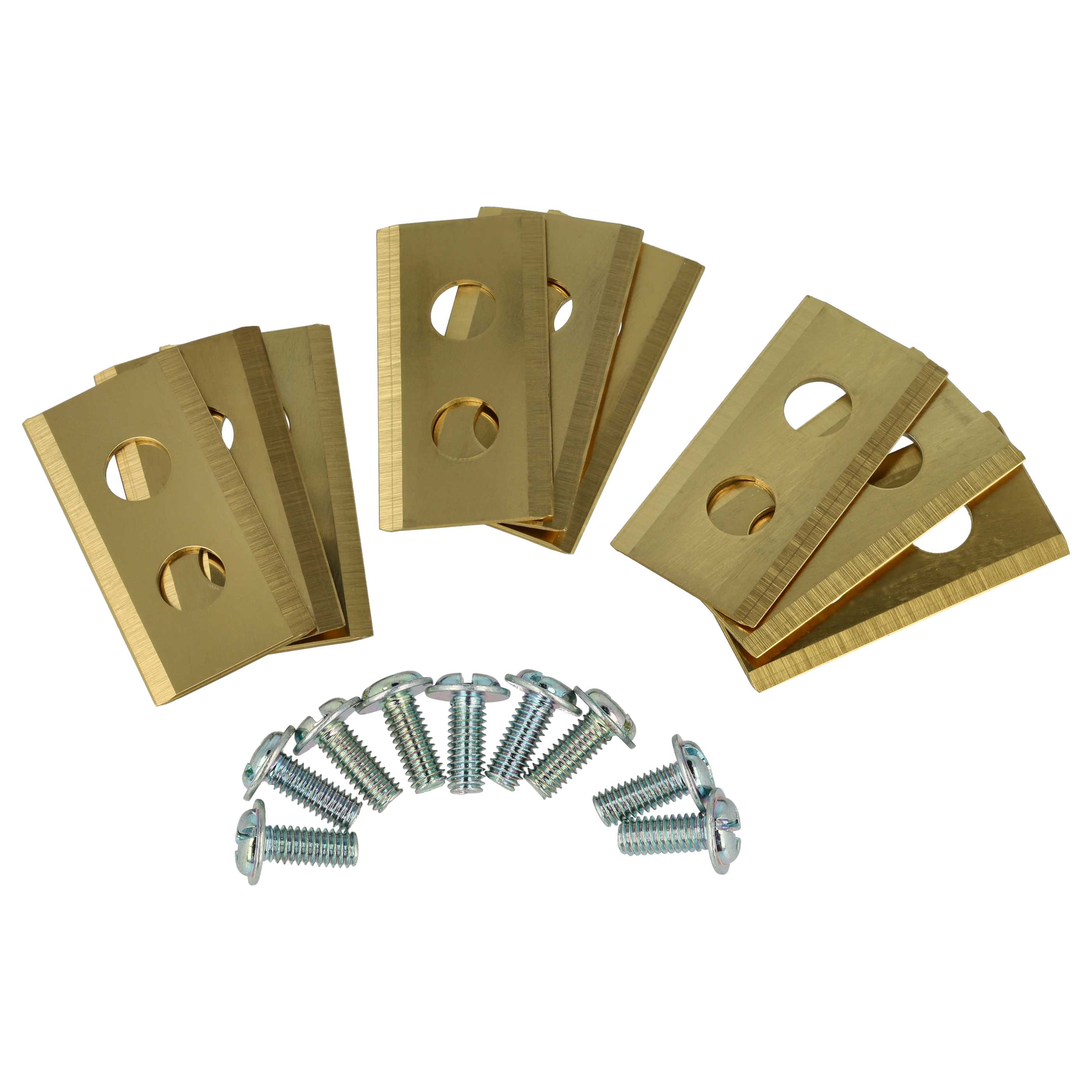 9x Exchange Blade for PowerPlus Cordless Lawnmower etc.steel (titan coating)gold