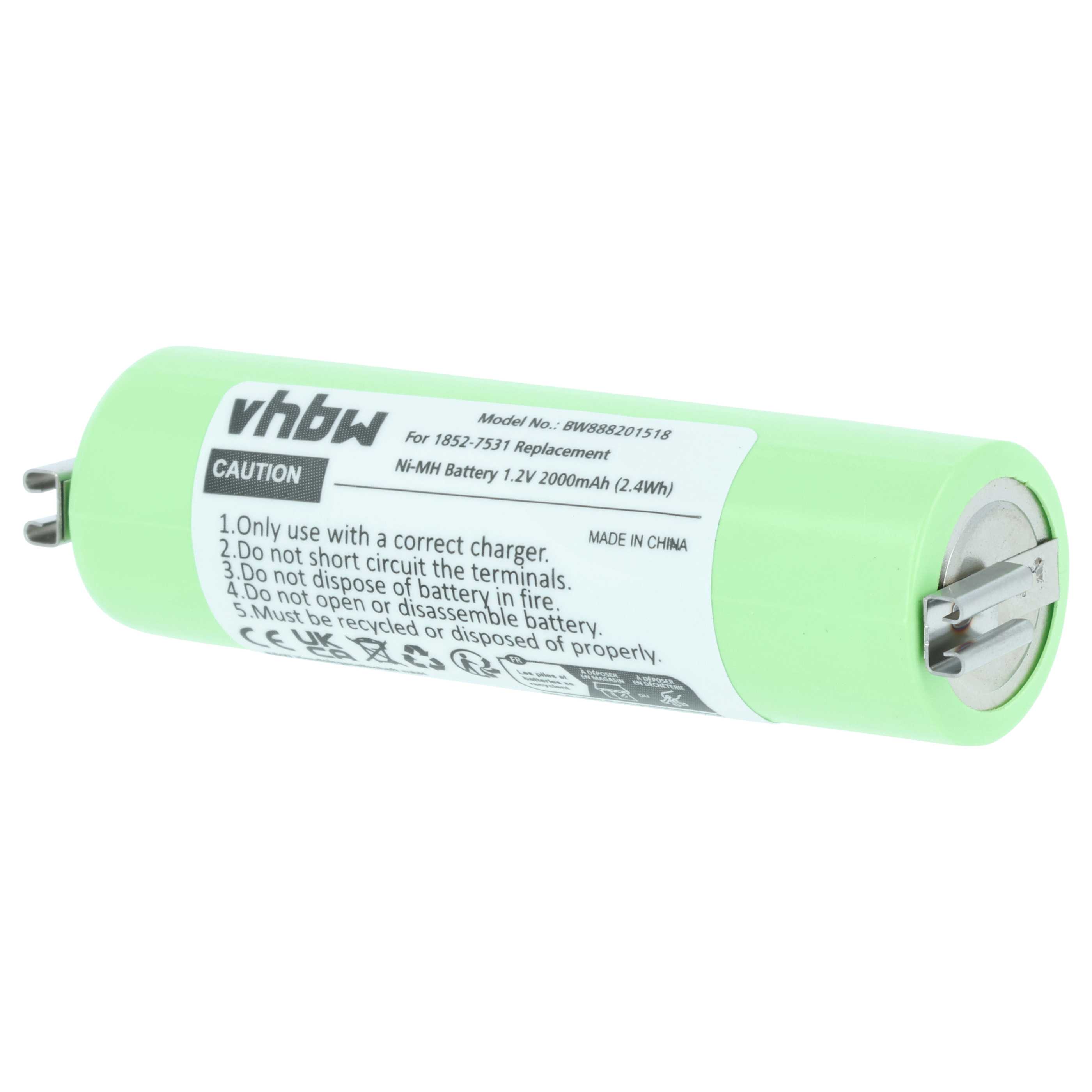 Batteria per rasoio sostituisce Moser 1852-7531 - 2000mAh 1,2V NiMH