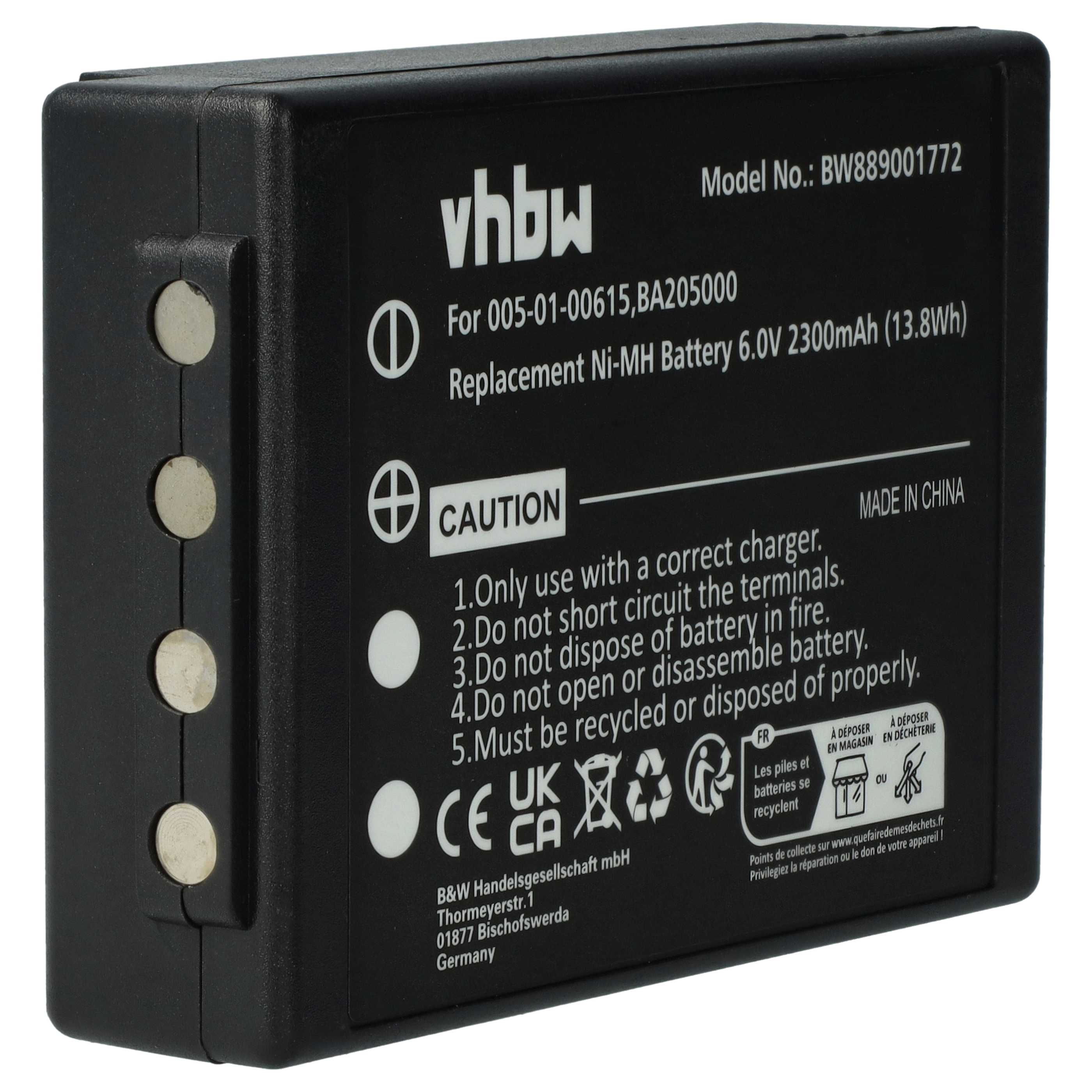 Battery as Replacement for HBC 005-01-00615, BA205000, BA206000, BA205030 Remote Control - 2300 mAh 6 V NiMH