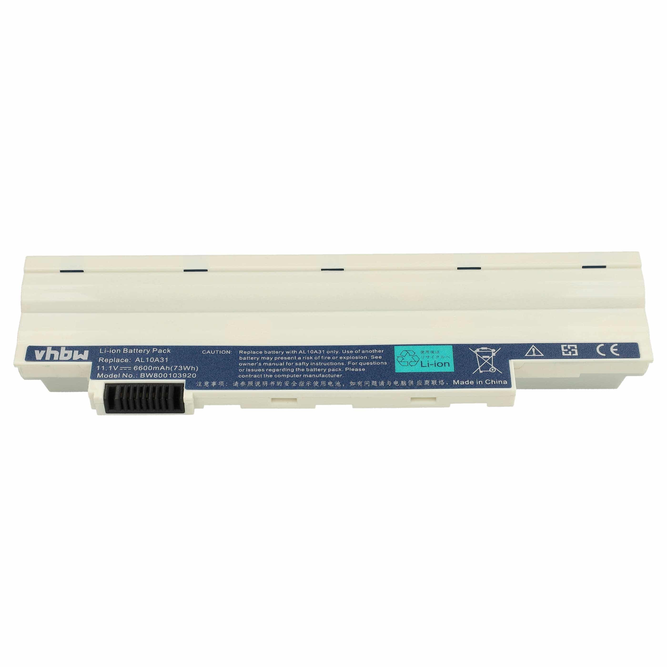 Akumulator do laptopa Acer Aspire One D255, D257, D260, D270 - 6600 mAh 11,1 V Li-Ion, biały