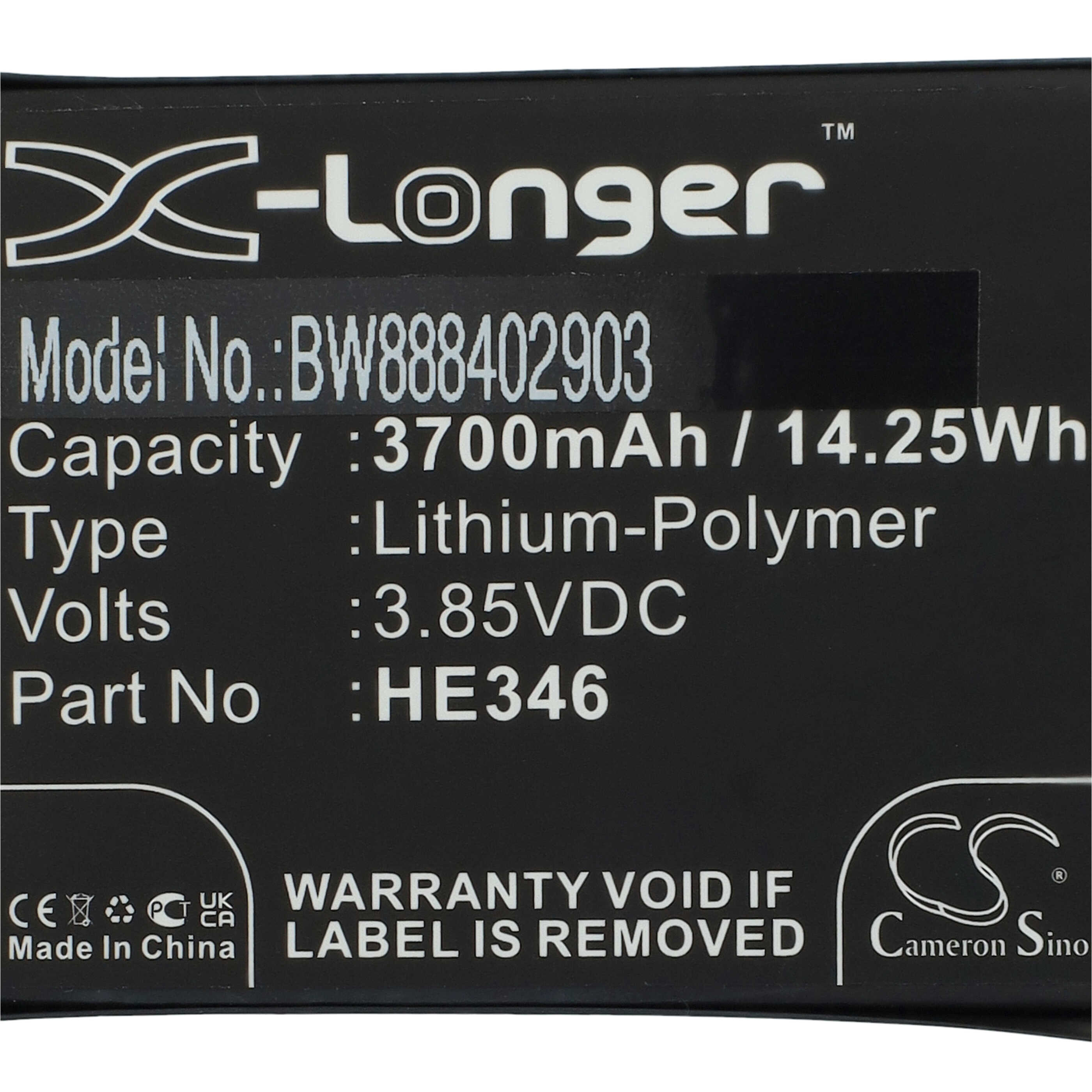 Mobile Phone Battery Replacement for Nokia HE346 - 3700 mAh 3.85 V Li-polymer