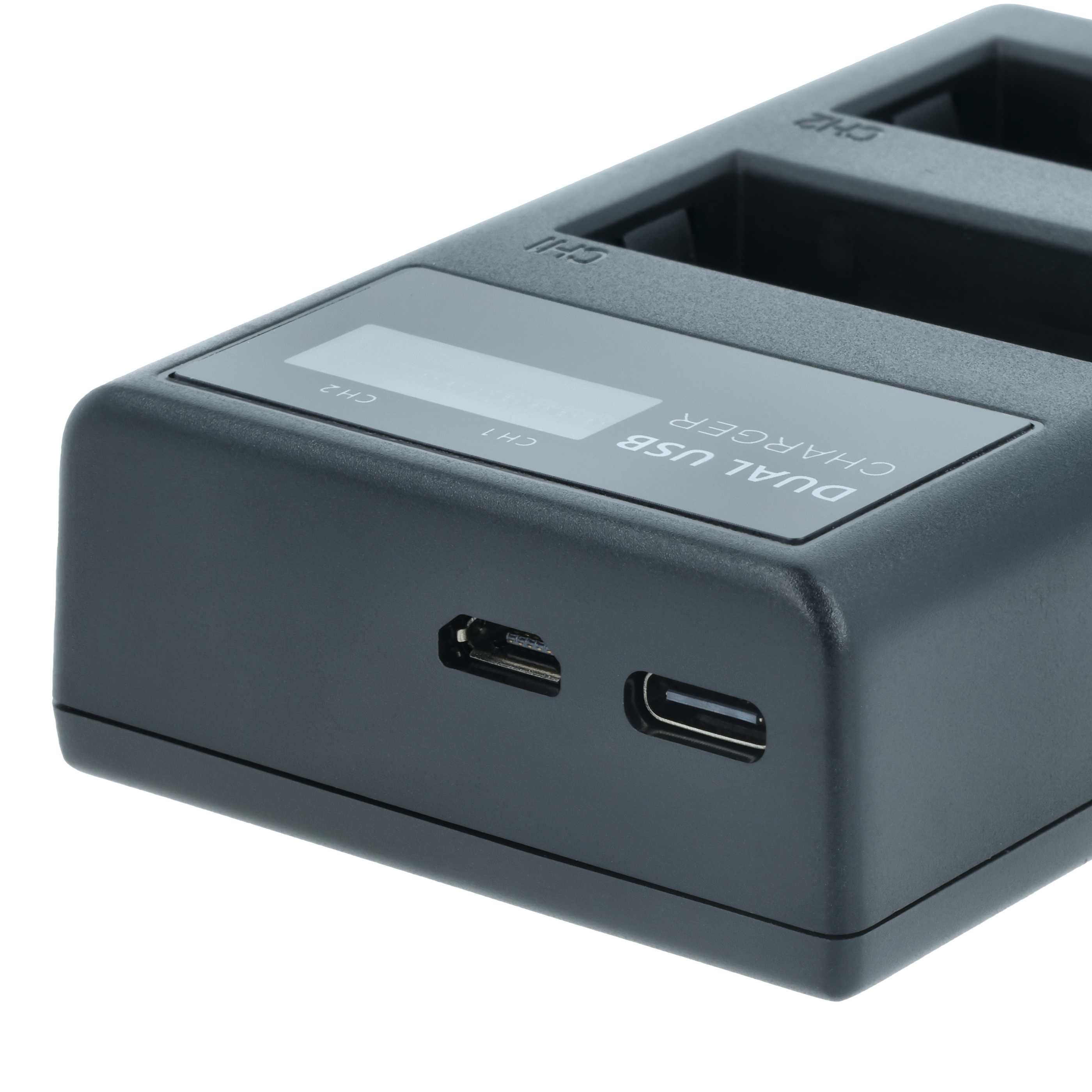 Battery Charger Micro-USB + USB-C + Cable Micro-USB suitable for Fujifilm X-Pro 2 Digital Camera 8.4 V
