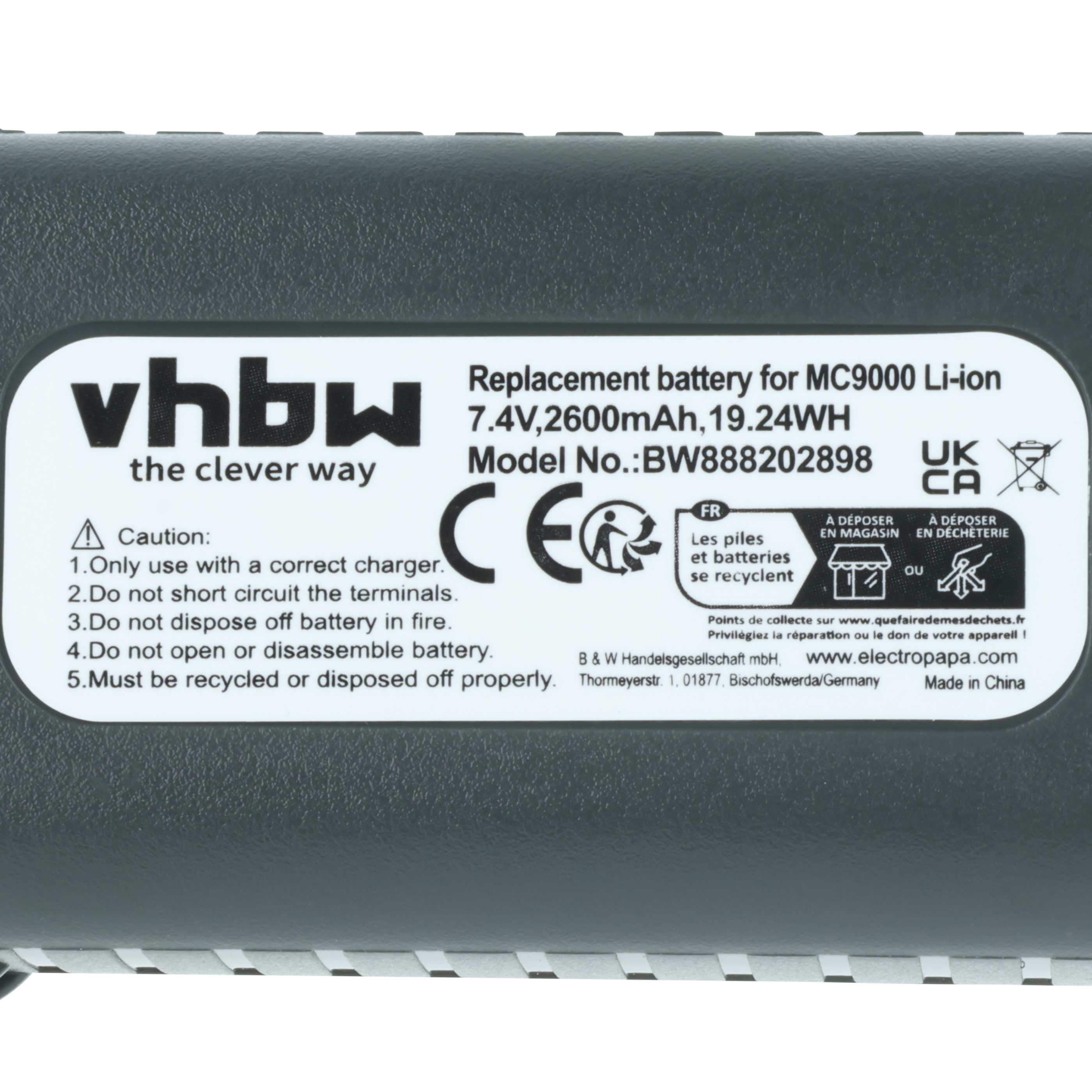 Batteria per computer portatile scanner sostituisce Symbol 21-65587-01, 21-61261-01 - 2600mAh 7,4V Li-Ion