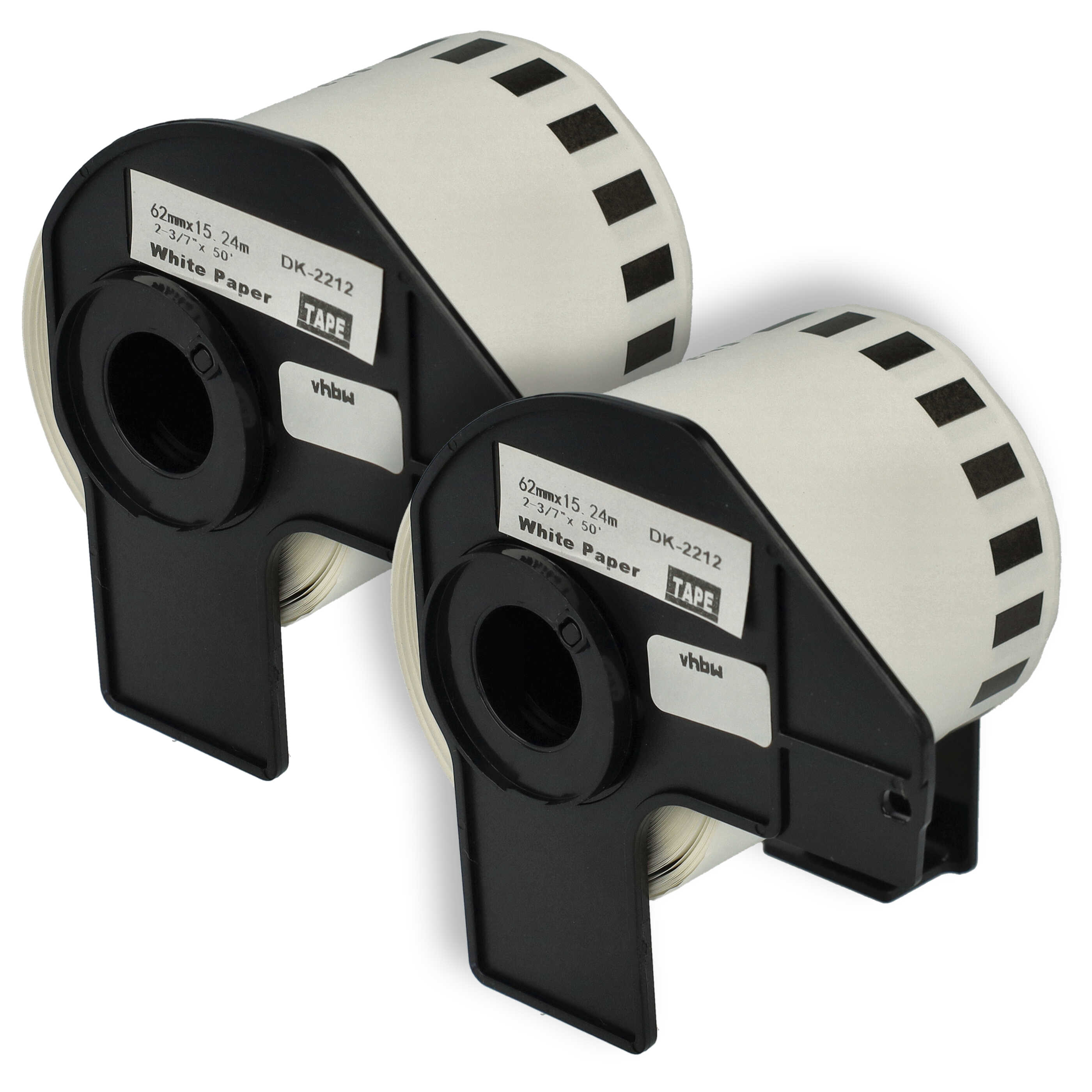 2x Labels replaces Brother DK-22212 for Labeller - 62 mm x 15.24m + Holder