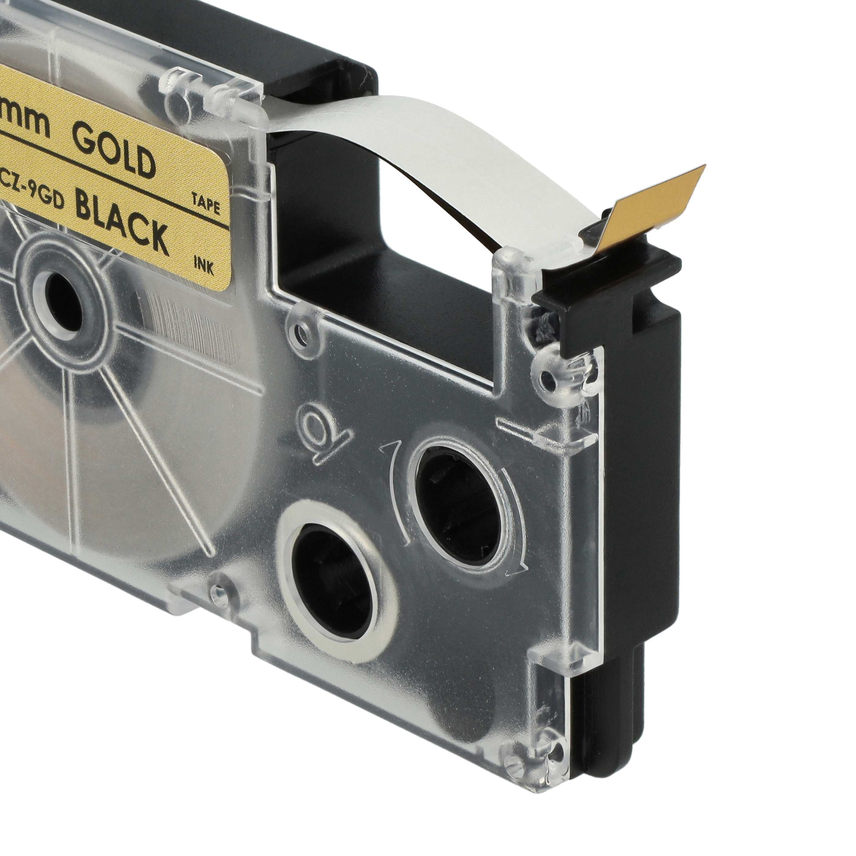 Label Tape replaces Casio XR-9GD1, XR-9GD - 9 mm Black to Gold