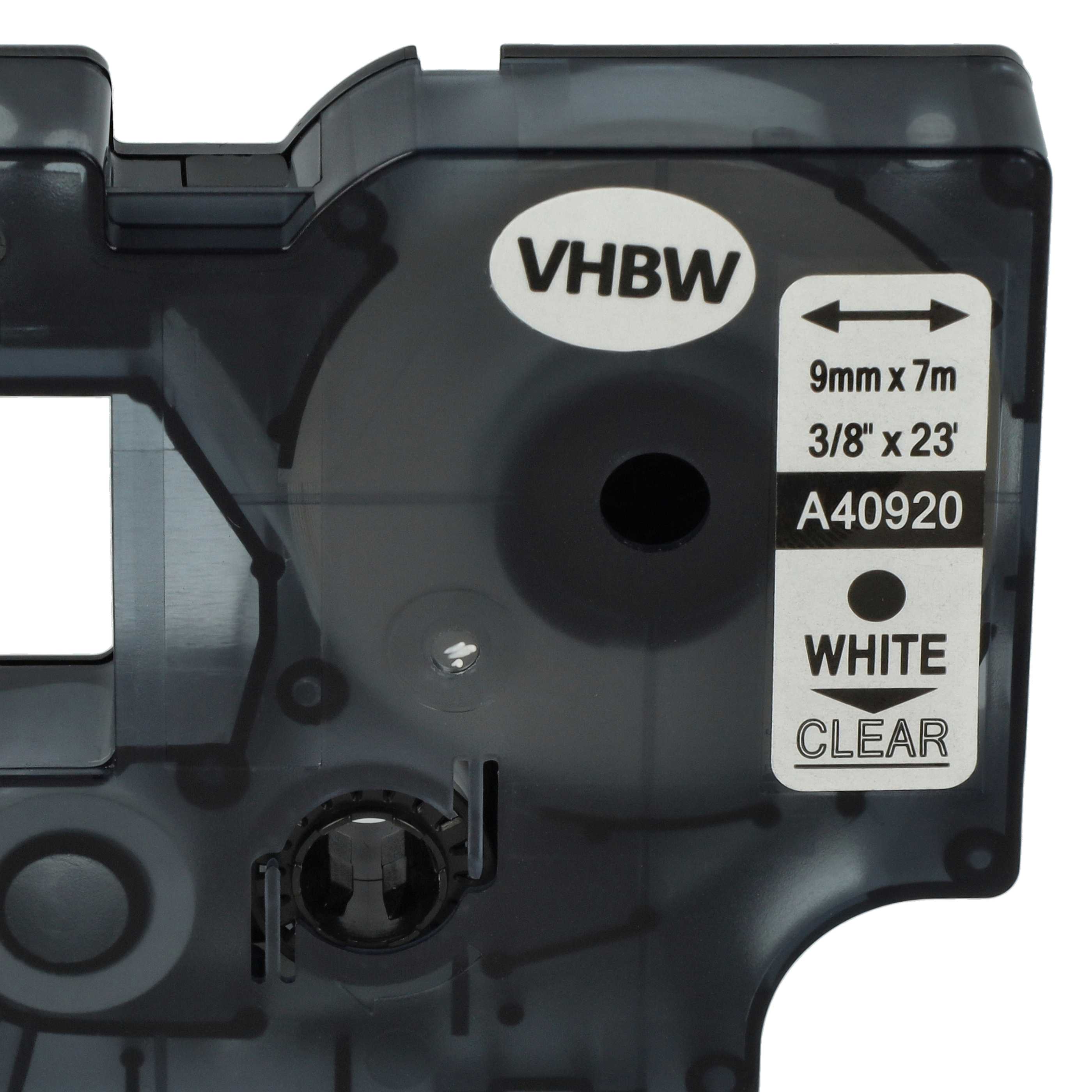 Label Tape replaces Dymo D1, 40920 - 9 mm White to Transparent
