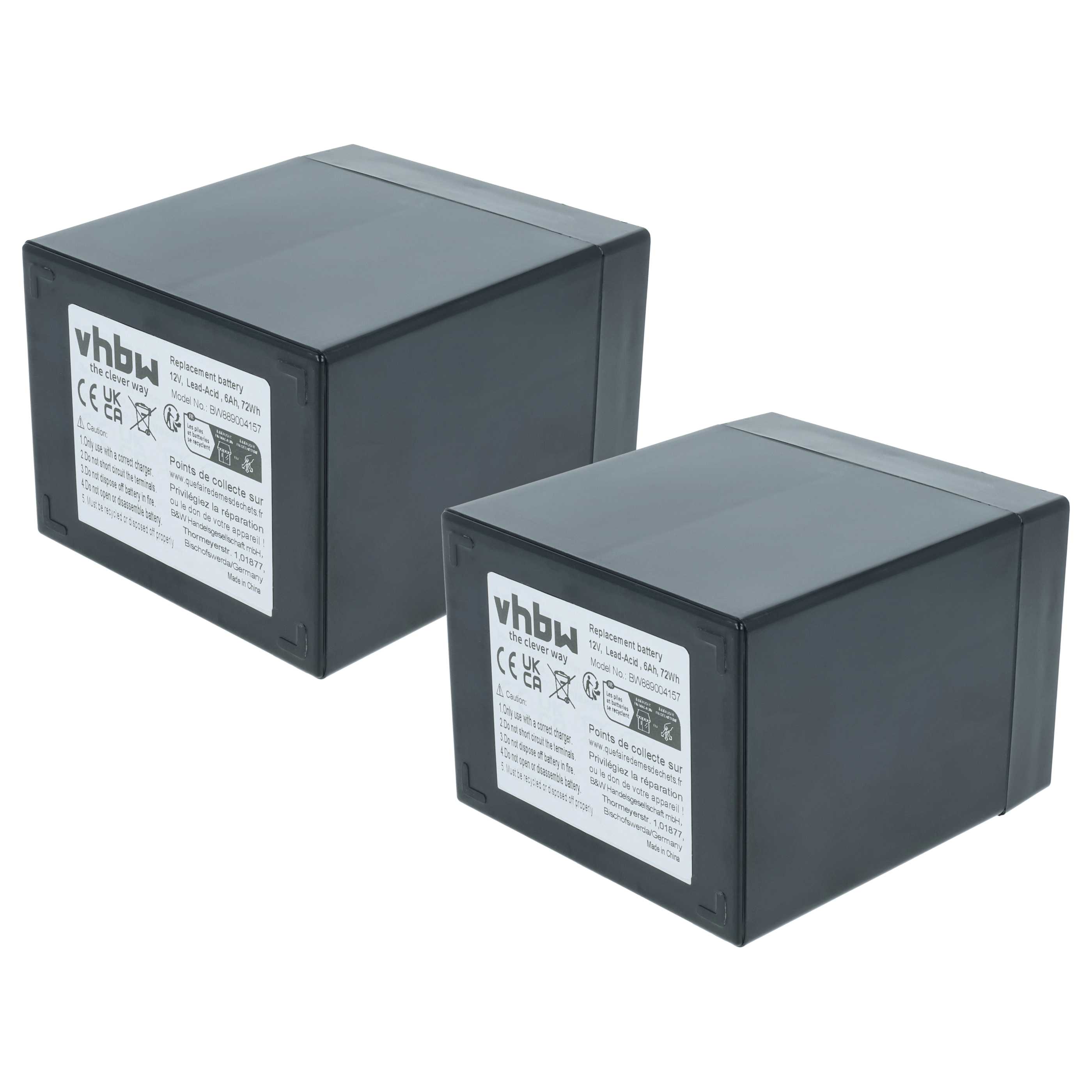 Batterie (2 Stück) passend für Hecht, Wolf Garten, LD Systems, The Box Wohnmobil, Boot, Solaranlage - 6 Ah 12V