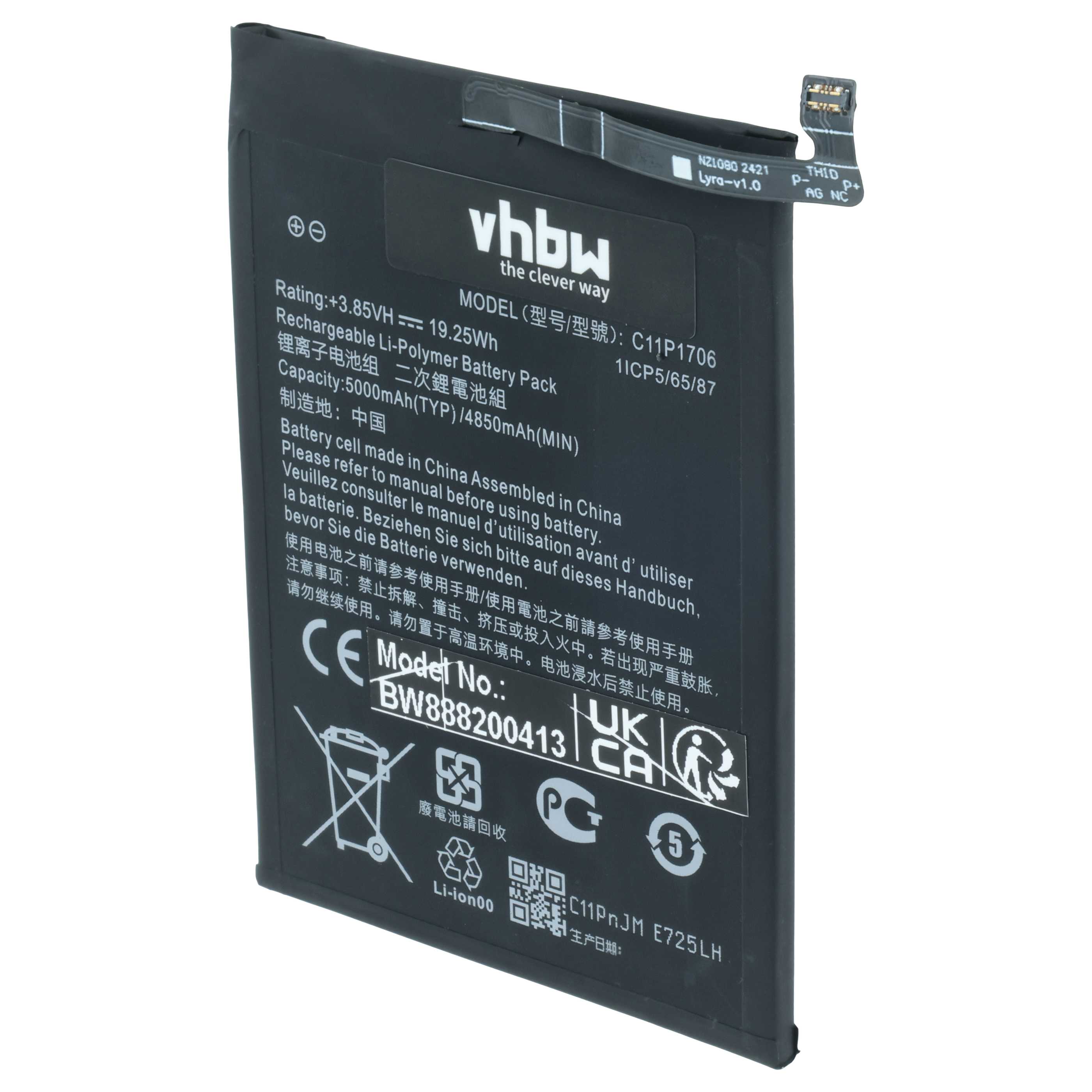 Akumulator do telefonu smartfona zamiennik Asus C11P1706 (1ICP5/65/87), 0B200-02870200 - 4900 mAh 3,85 V LiPo