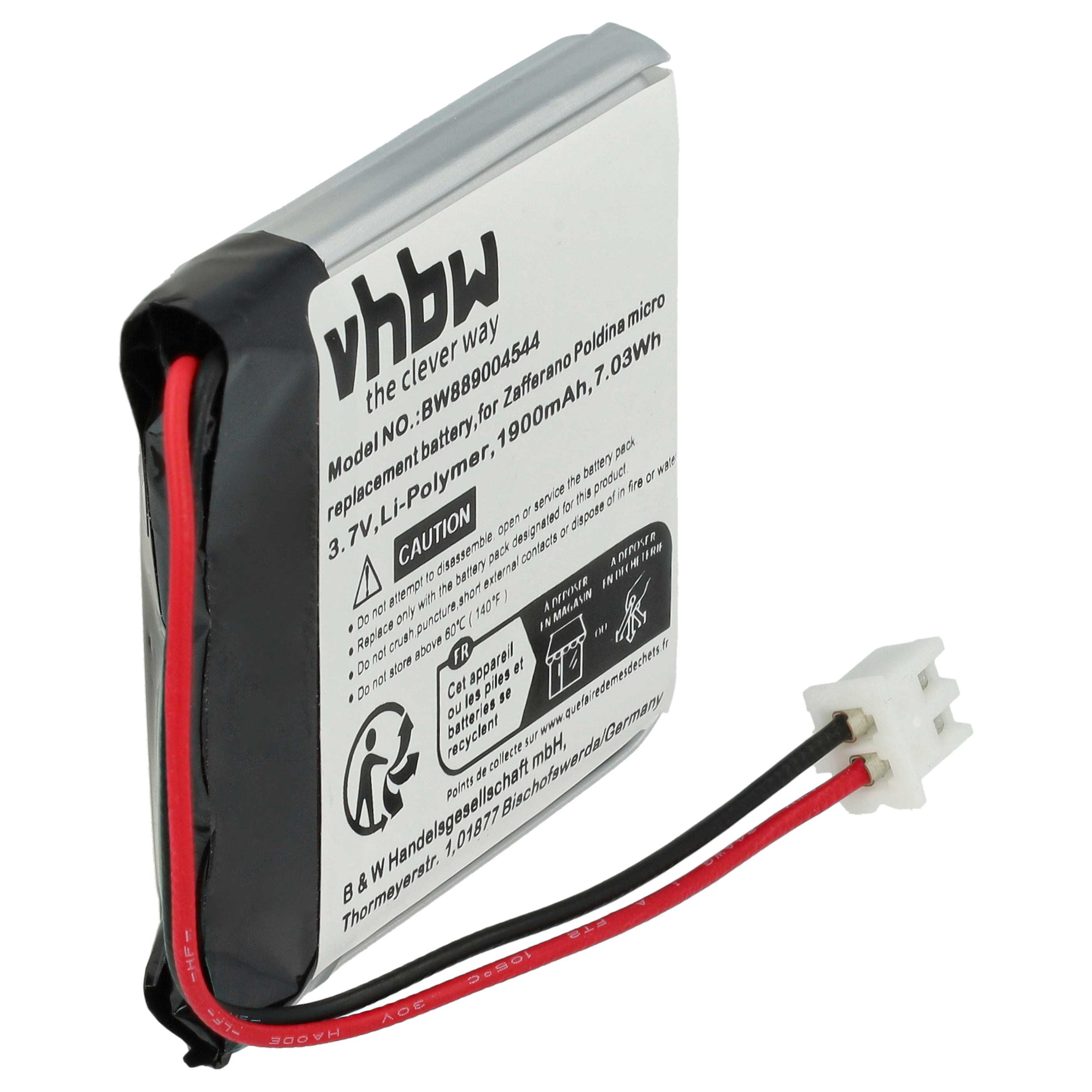 Batterie (5 pcs.) remplace Zafferano BAT04704004001000 Zafferano - 1900mAh 3,7V Li-polymère