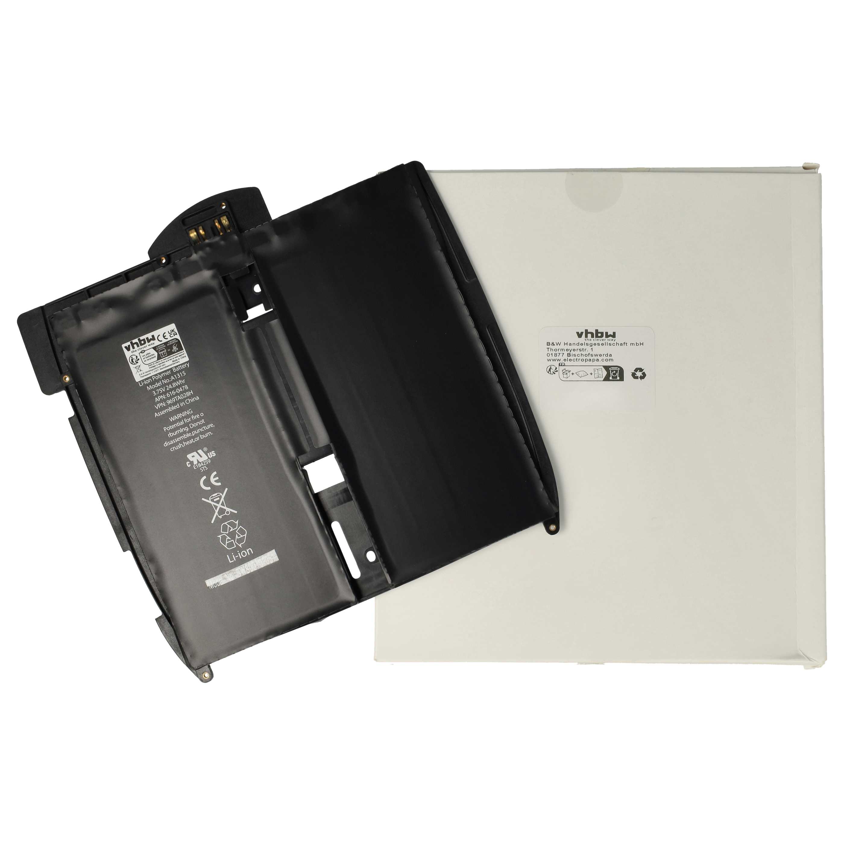 Notebook-Akku als Ersatz für Apple 969TA028H, 616-0448, 616-0478 - 5400mAh 3,75V Li-Polymer