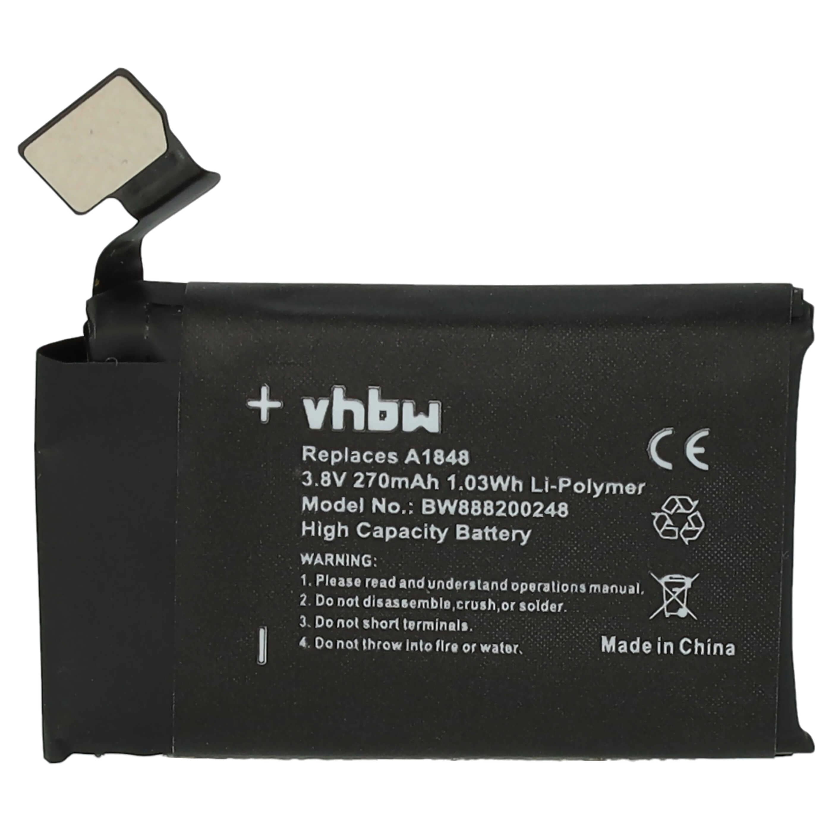 Akku als Ersatz für Apple A1848 für Apple Smartwatch - 270mAh 3,82V Li-Polymer + Werkzeug-Set