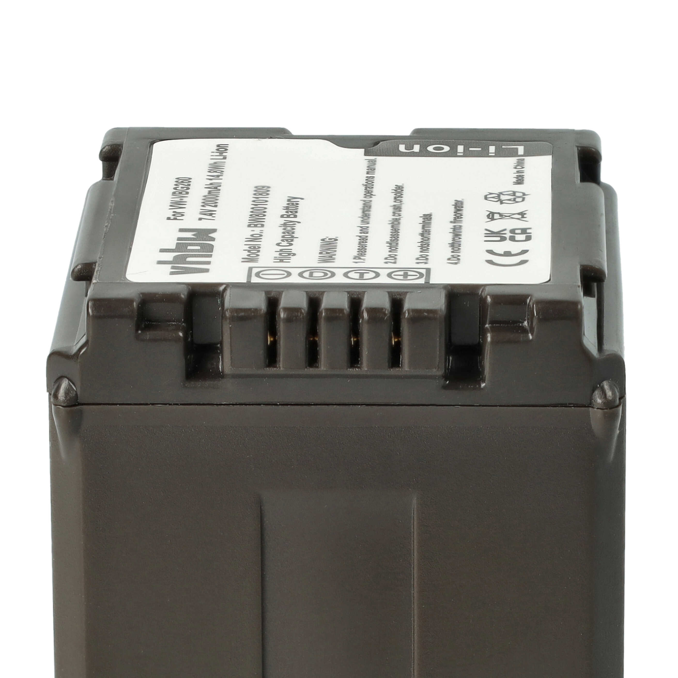 Videocamera 2x Battery replaces Panasonic VW-VBG260 - 2000 mAh 7.2 V Li-Ion