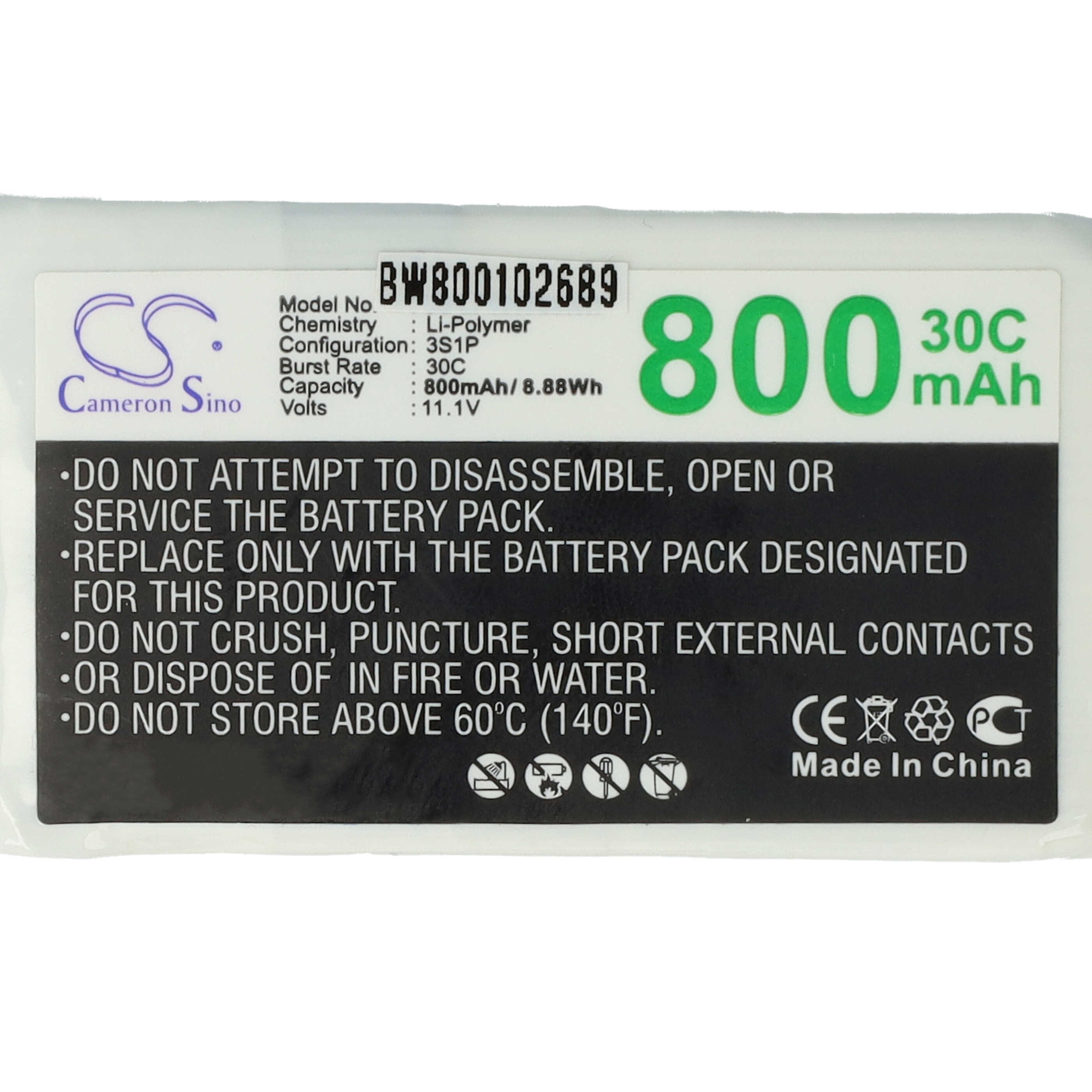 Batería para dispositivos modelismo - 800 mAh 11,1 V Li-poli, JST-SYP-2P