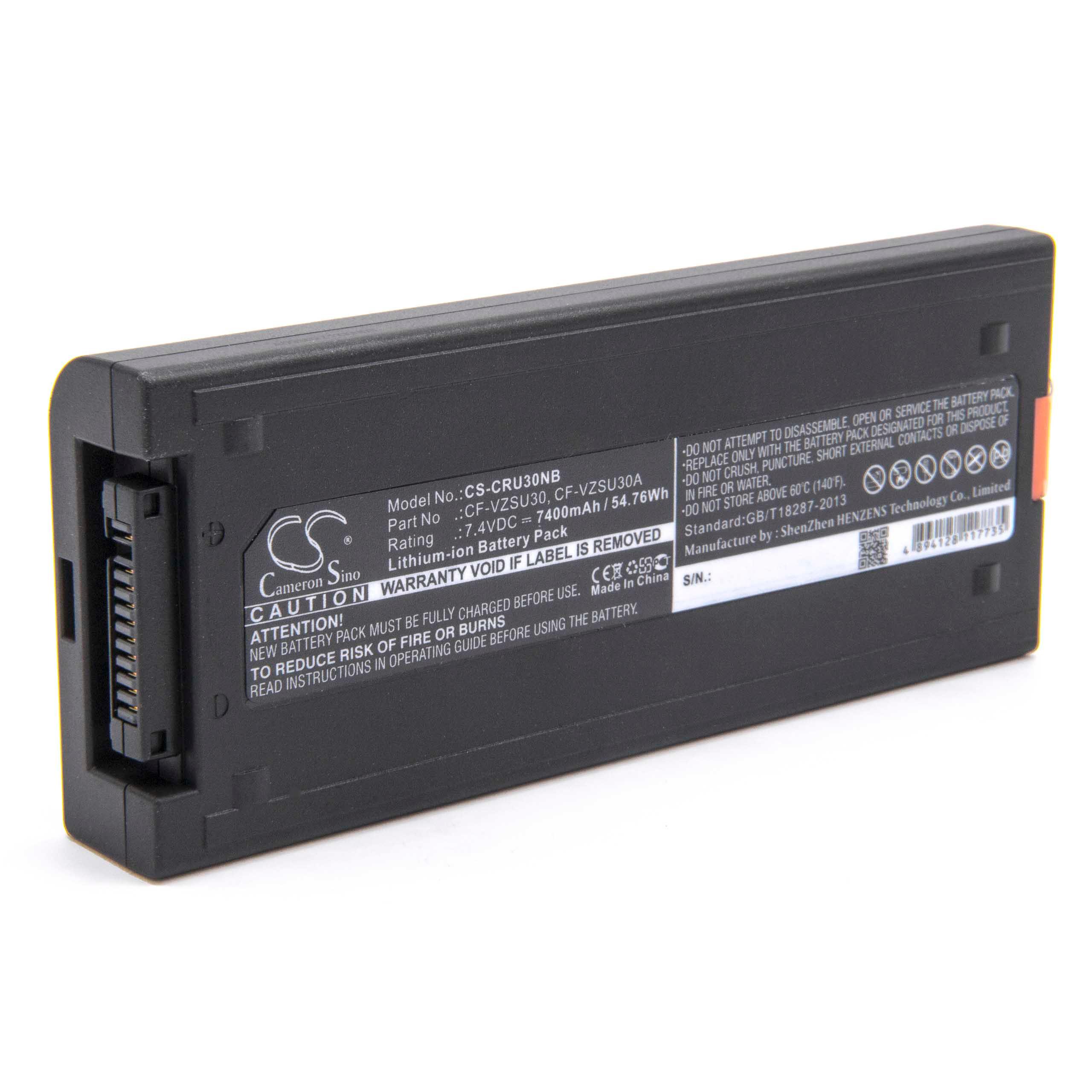 Batterie remplace Panasonic CF-VZSU30A, CF-VZSU30 pour ordinateur portable - 7400mAh 7,4V Li-ion, noir
