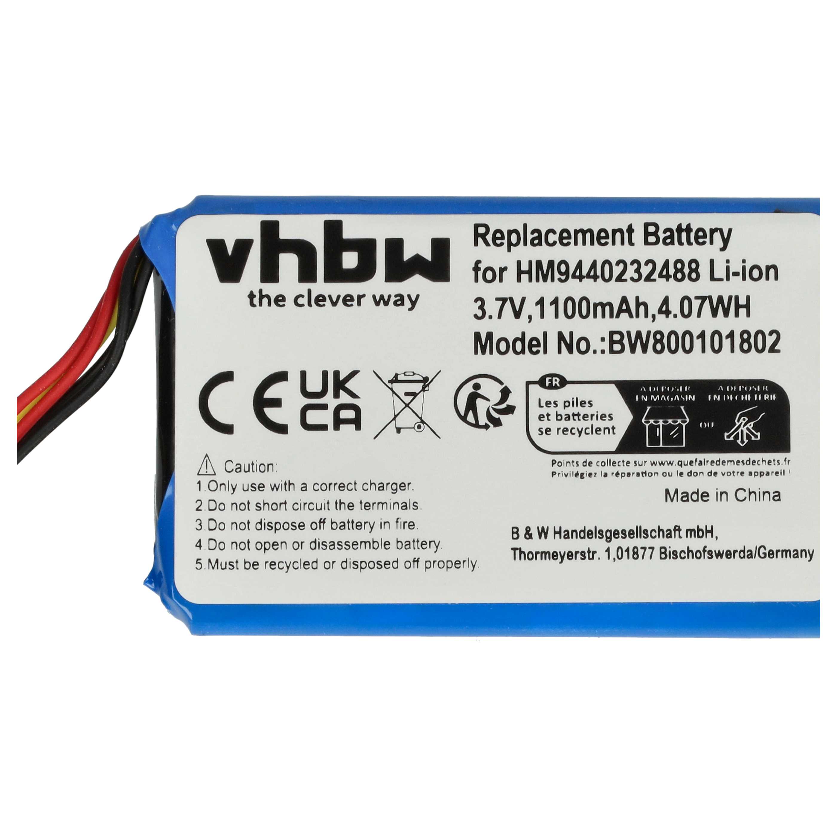Akumulator do nawigacji GPS zamiennik TomTom VF1A, HM9440232488, AHL03711012 - 1100 mAh 3,7 V Li-Ion