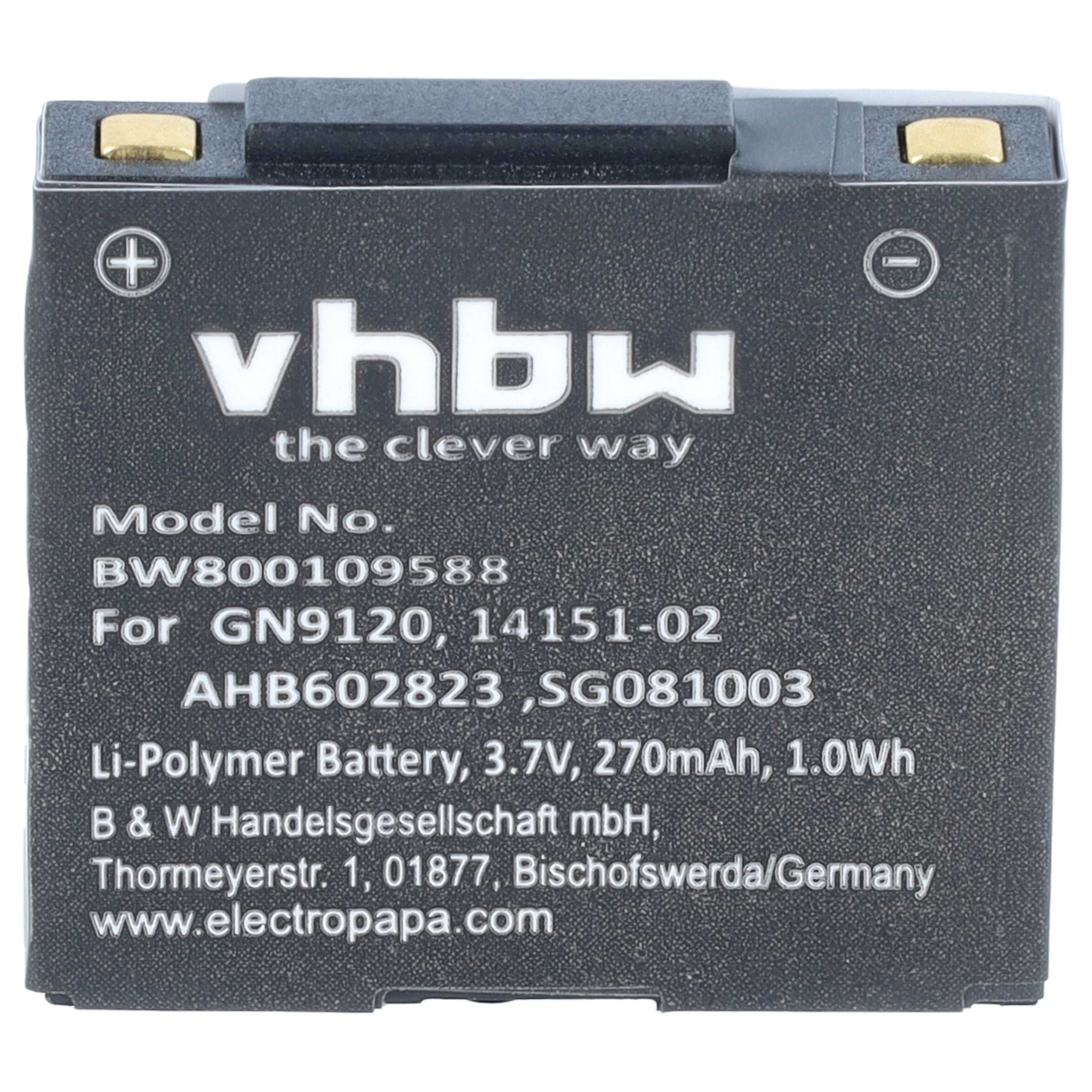 Wireless Headset Battery replaces GN Netcom AHB602823, 2901-249, 14151-02, 14151-01 - 270 mAh 3.7 V Li-polymer
