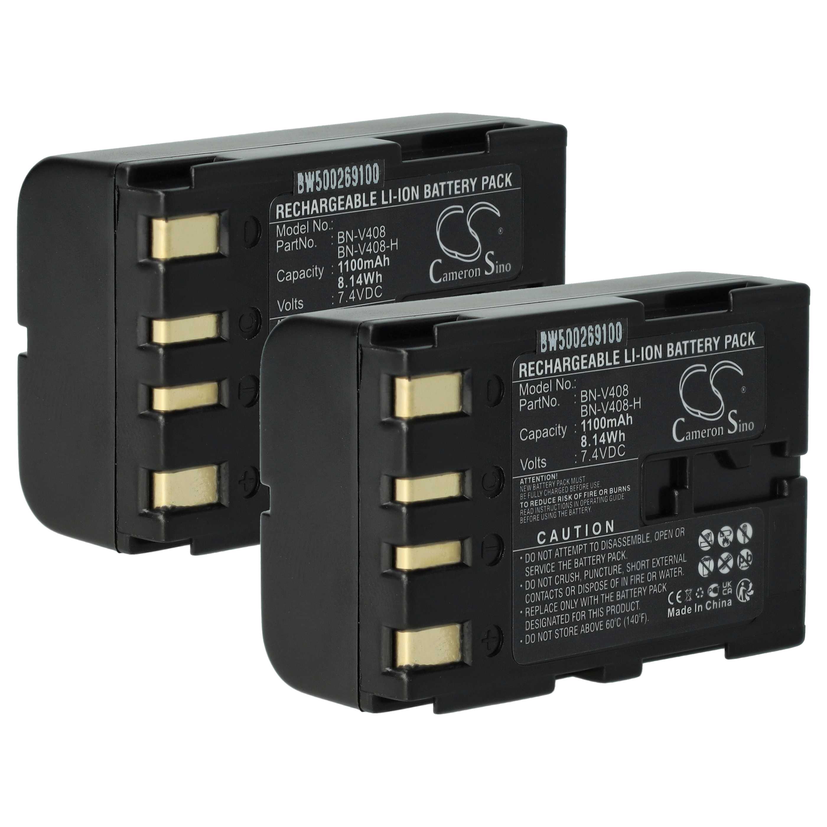 Videokamera-Akku (2 Stück) als Ersatz für JVC BN-V416, BN-V416U, BN-V408, BN-V408U - 900mAh 7,2V Li-Ion