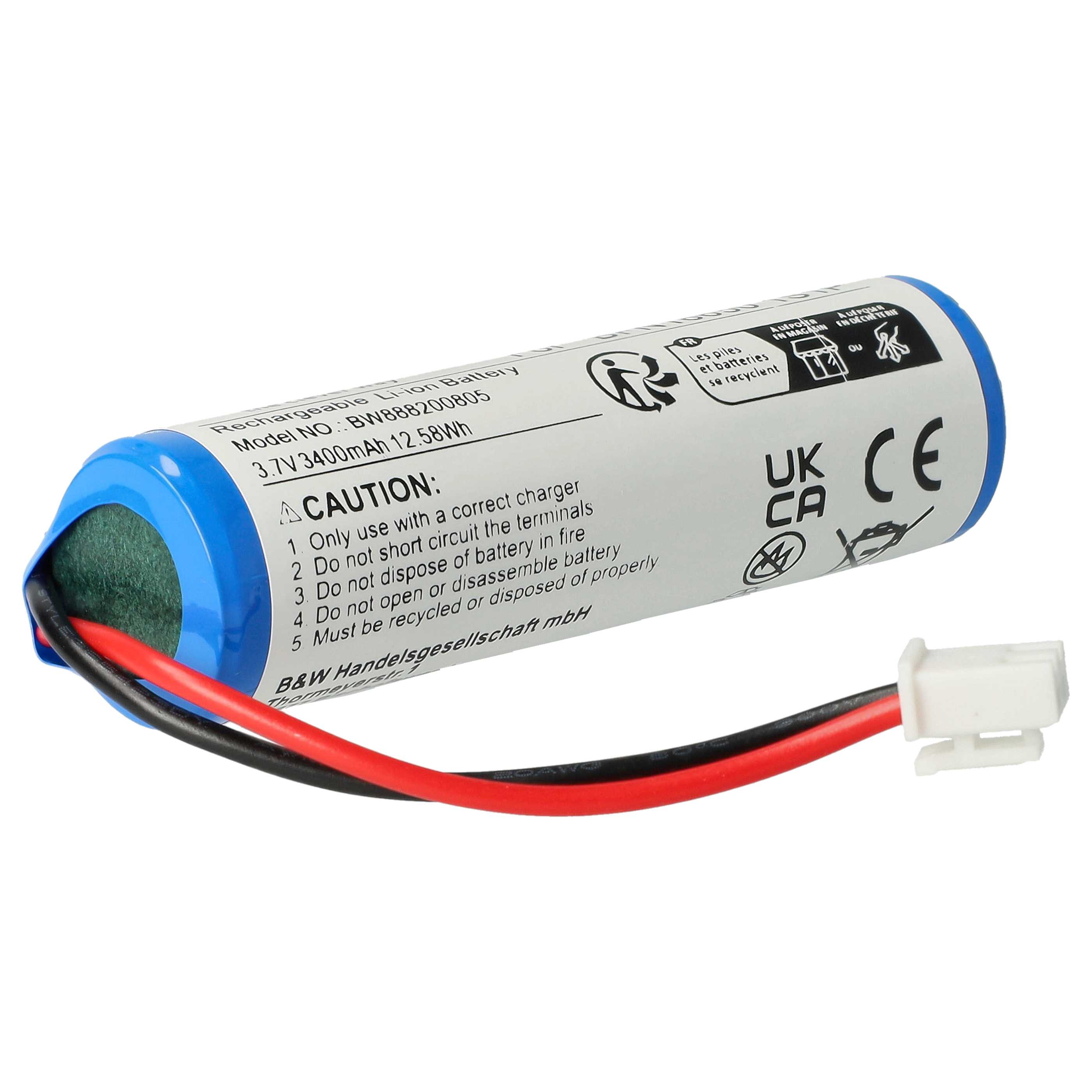 Battery replaces Leifheit BFN18650 1S1P for Leifheit 3400mAh, 3.7V, Li-Ion