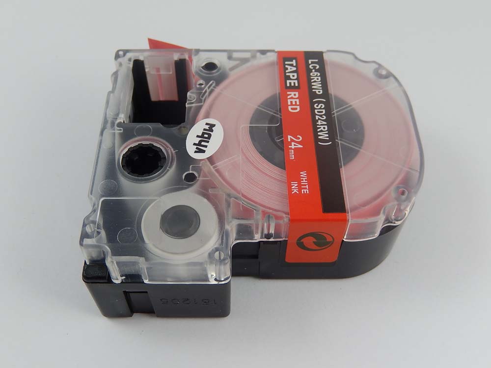 Cassette à ruban remplace Epson LC-6RWP - 24mm lettrage Blanc ruban Rouge