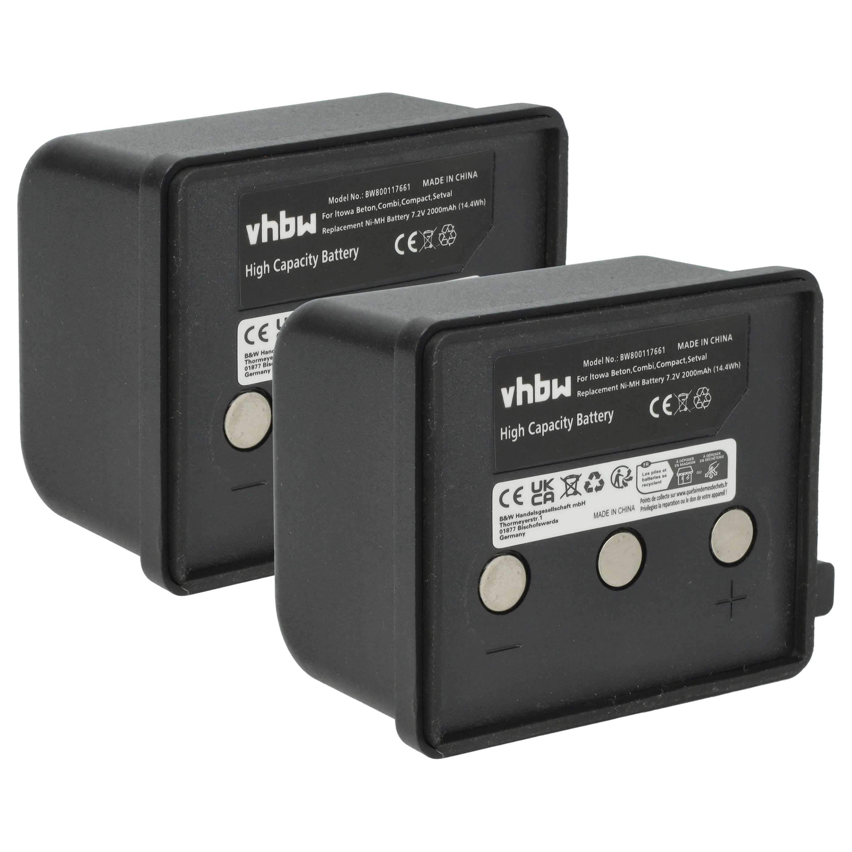 Remote Control 2x Battery replaces Itowa BT7223, BT7223MH - 2000 mAh 7.2 V NiMH