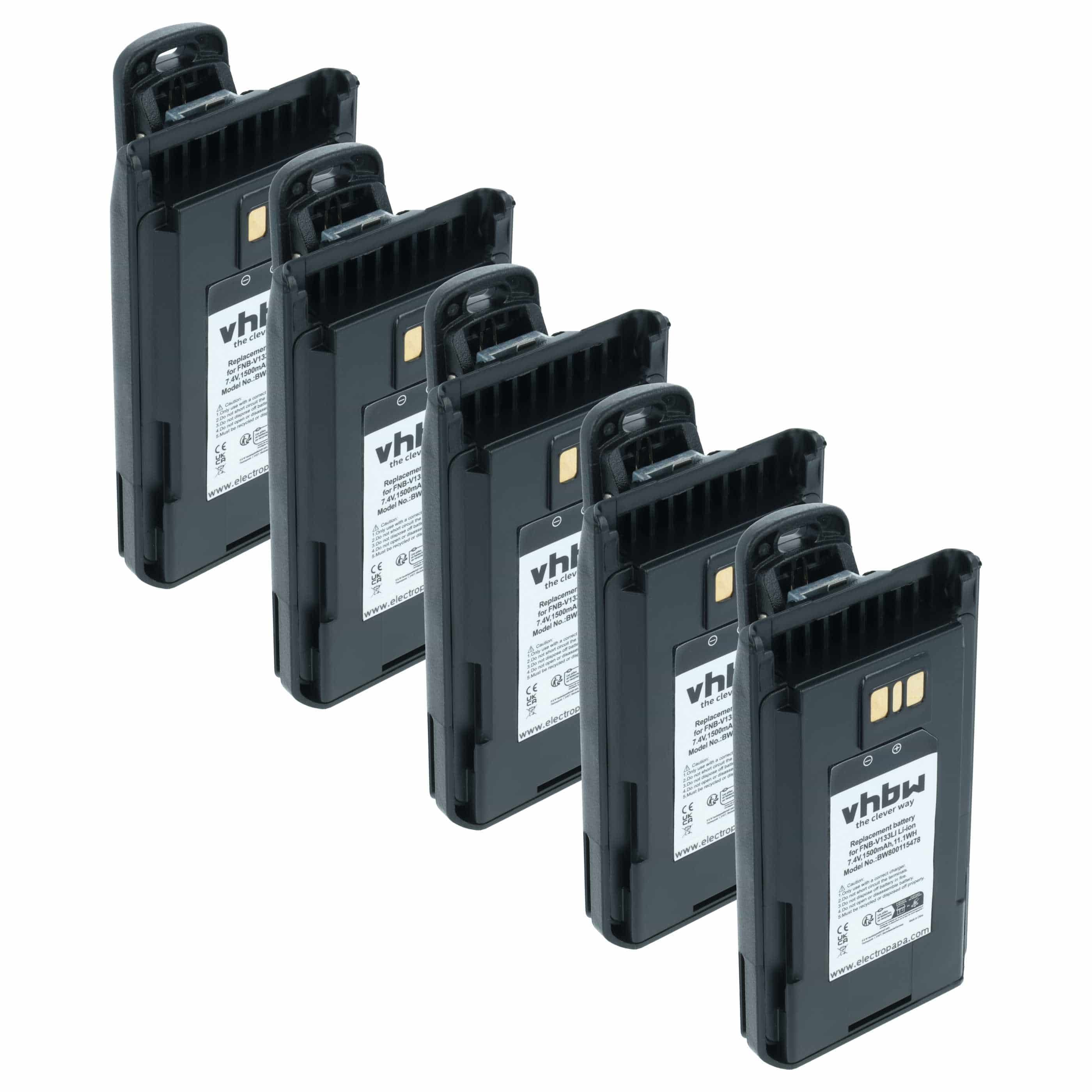 Radio 5x Battery replaces Motorola AAJ67X001 - 1500 mAh 7.4 V Li-Ion