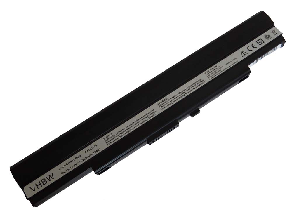Notebook Battery Replacement for Asus 70-NWU1b1000Z, 07G016BW1875, 07G016C11875 - 2200mAh 14.8V Li-Ion, black