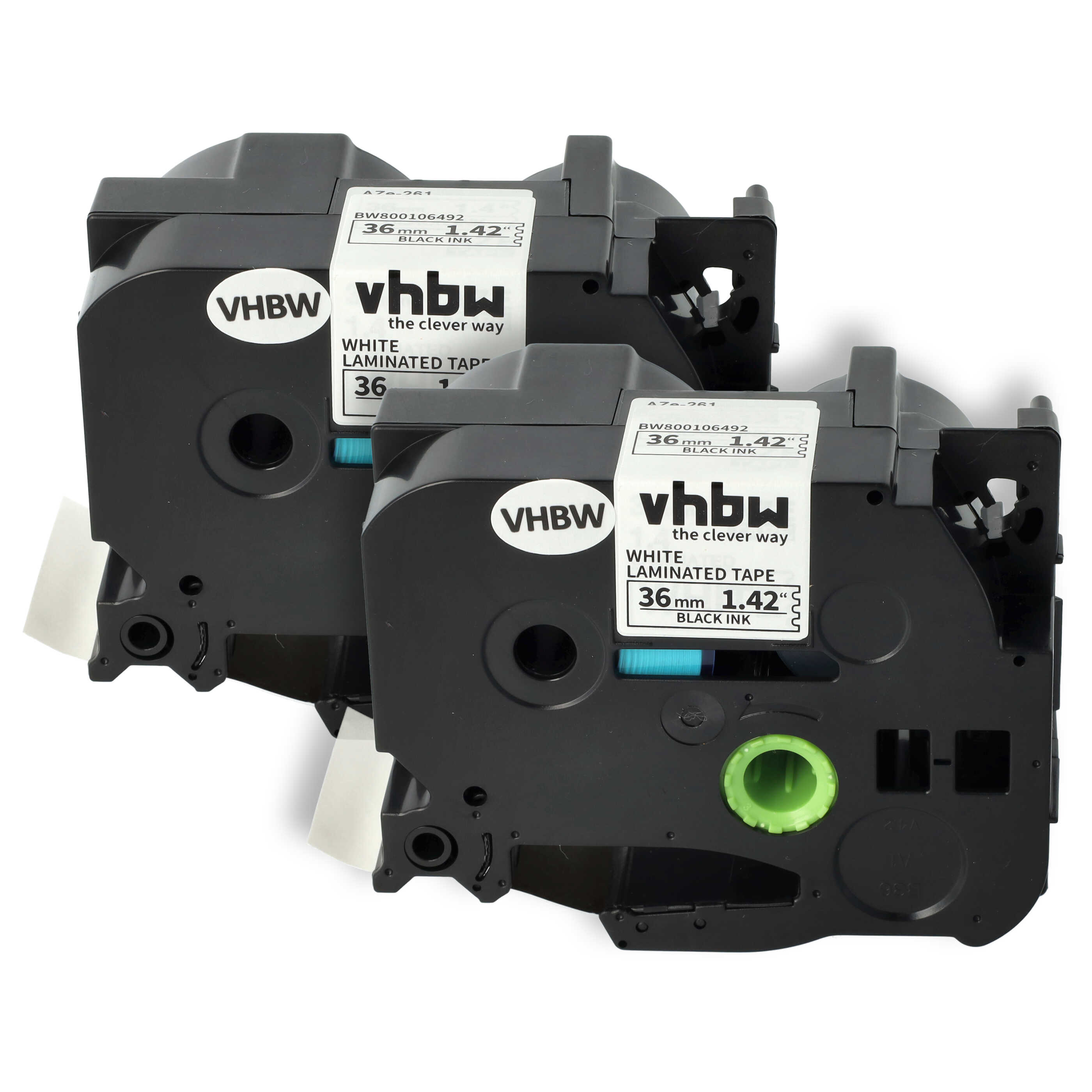 2x Label Tape as Replacement for Brother TZ-261, TZE-261 - 36 mm Black to White