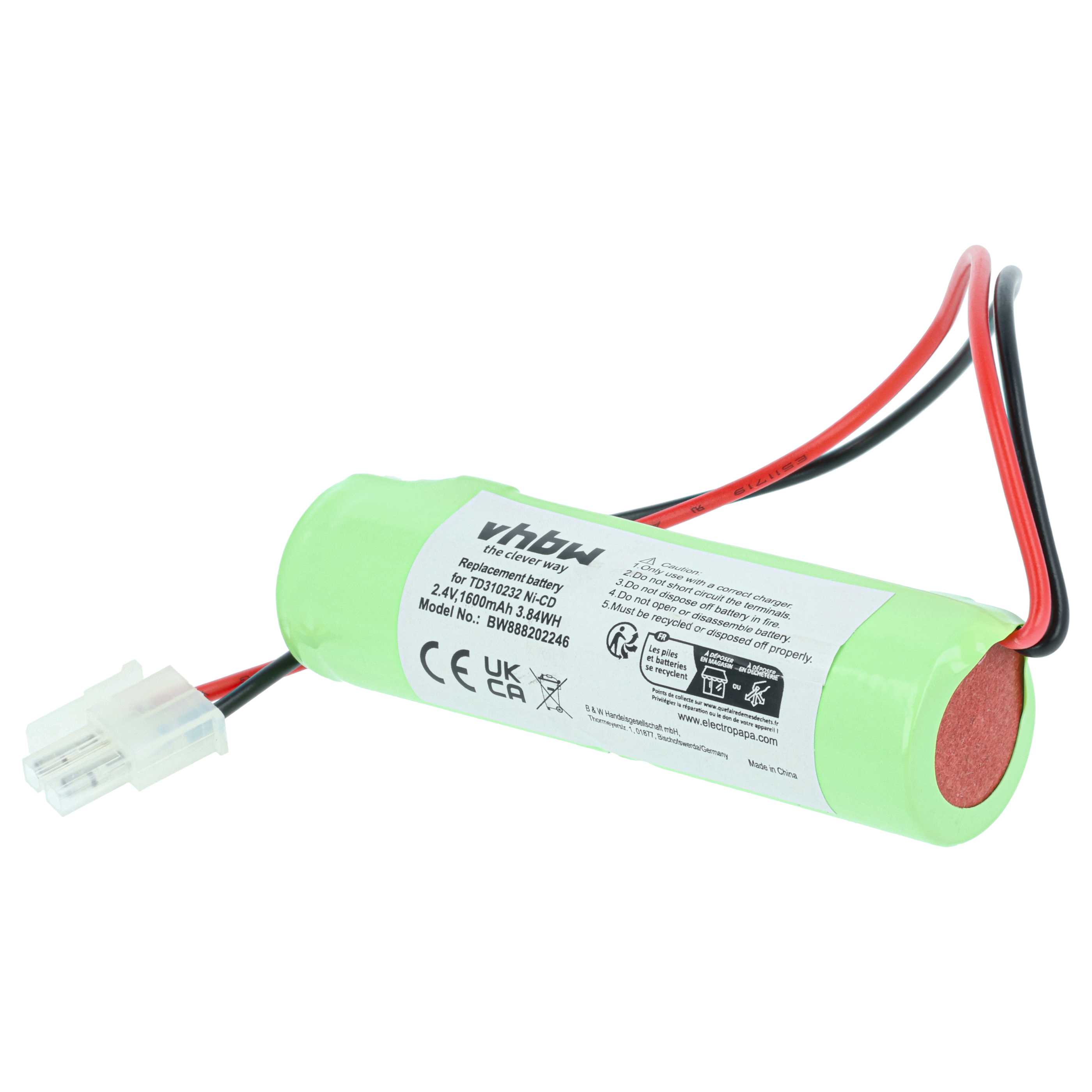 Emergency Light Battery replaces Schneider TD310232 - 1600 mAh 2.4 V NiCd