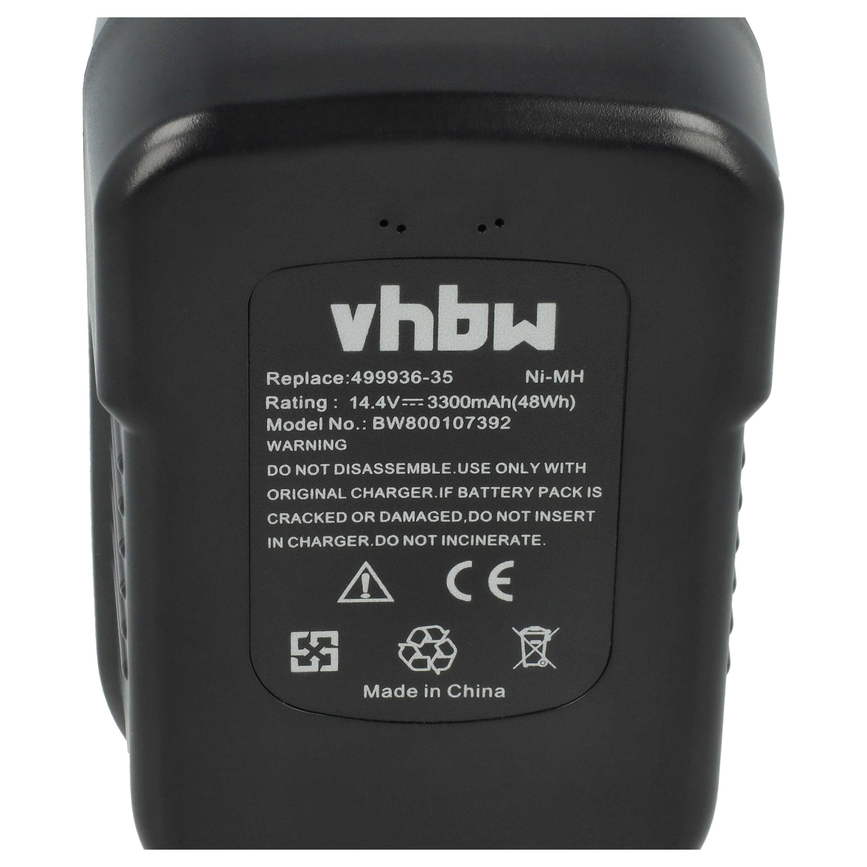 2x Battery replaces Black & Decker A14, 499936-34, 499936-35 Electric Power Tool - 3300 mAh, 14.4 V, NiMH