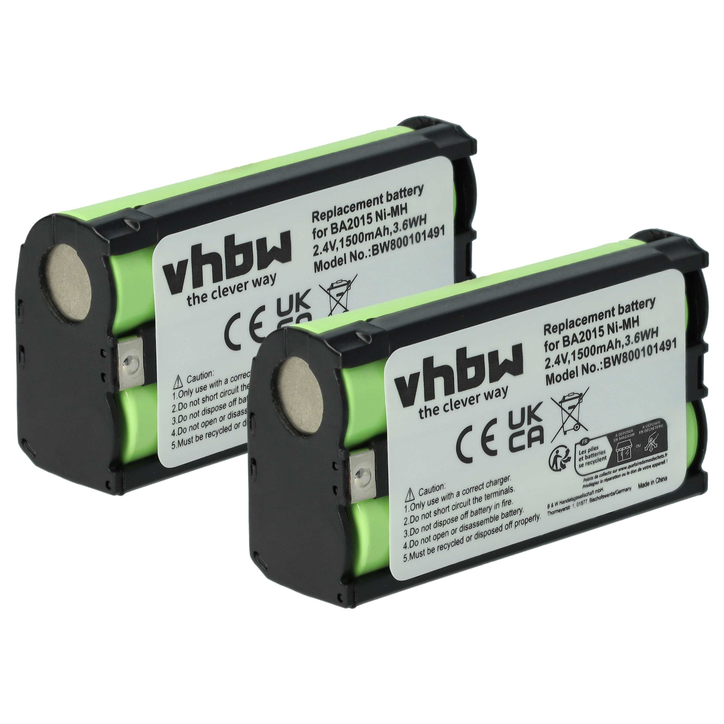2x Akumulator do mikrofonu zamiennik Sennheiser BA2015, BA-2015 - 1500 mAh 2,4 V NiMH