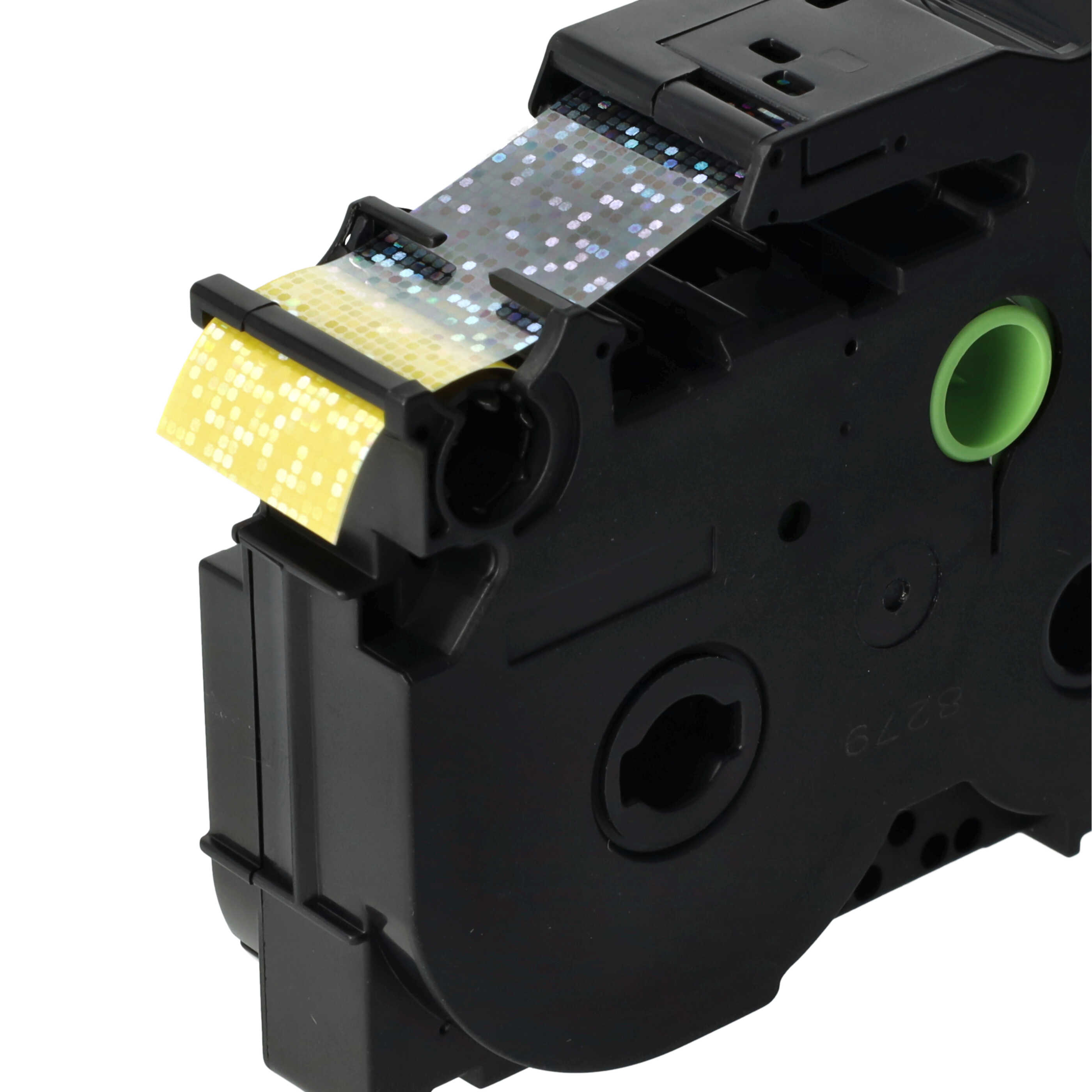 Label Tape replaces Brother TZE-641L1 - 18 mm Black to Yellow (Glitter)