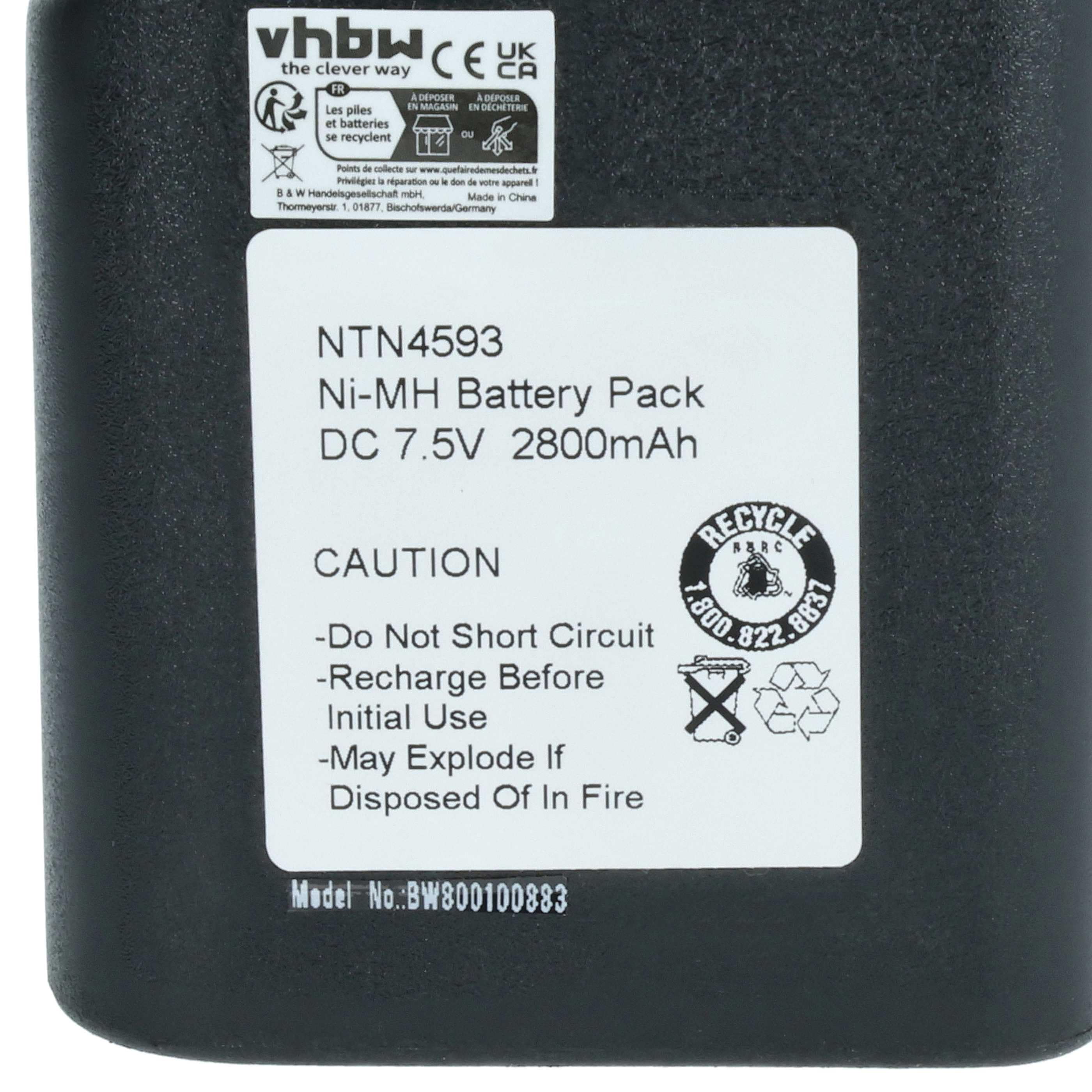 Radio 5x Battery replaces Motorola NTN4538, NTN4593A, NTN4593B, NTN4592, NTN4593 - 2700 mAh 7.5 V NiMH