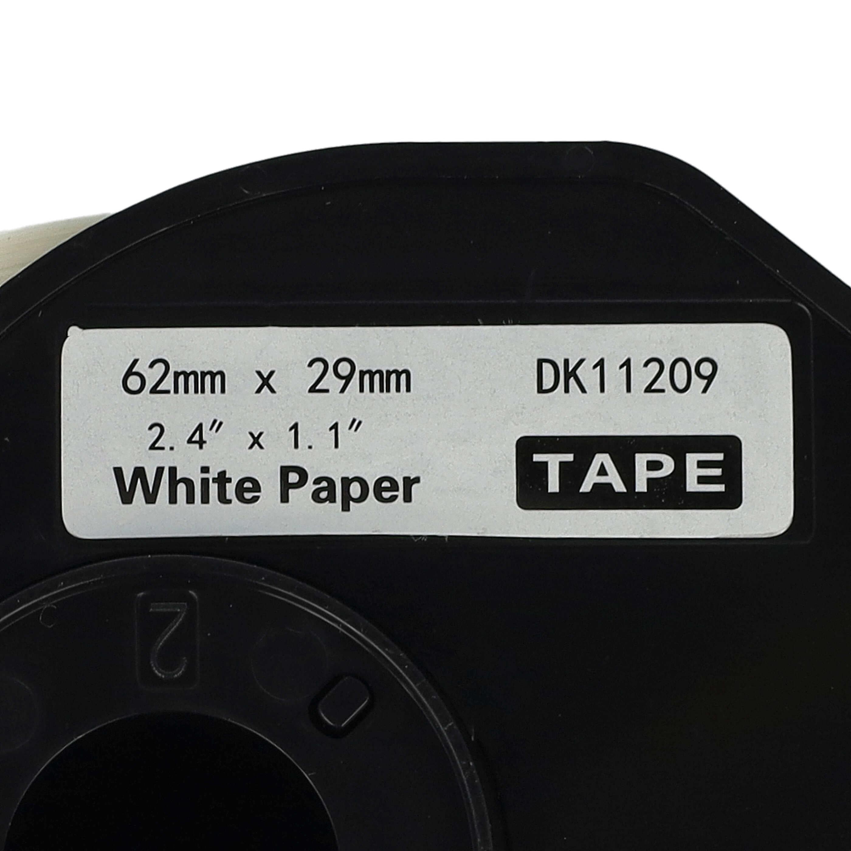 2x Label Roll replaces Brother DK-11209 Labeller - 62 mm x 29 mm + Holder