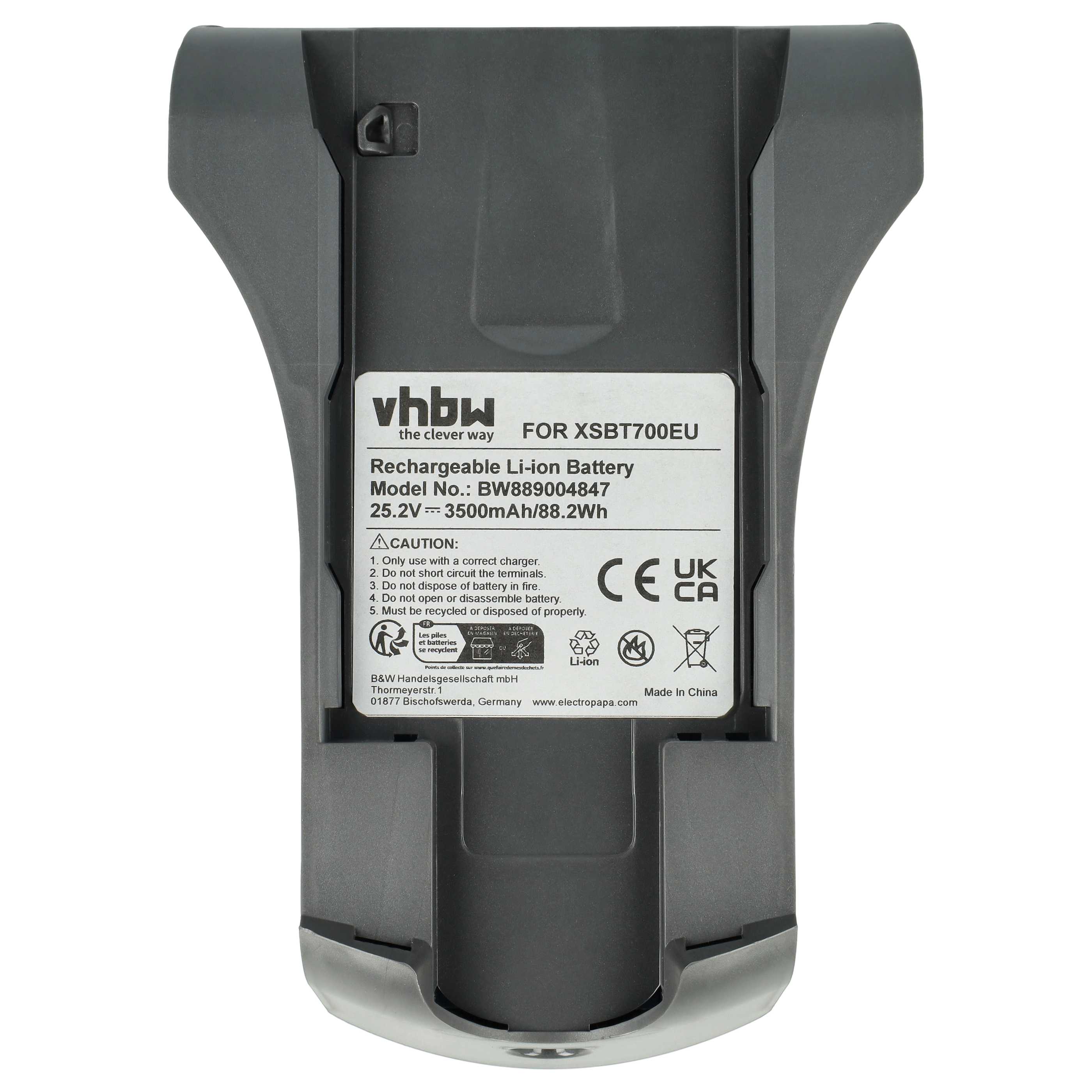 Battery replaces Shark XSBT700EU for Shark 3500mAh, 25.2V, Li-Ion