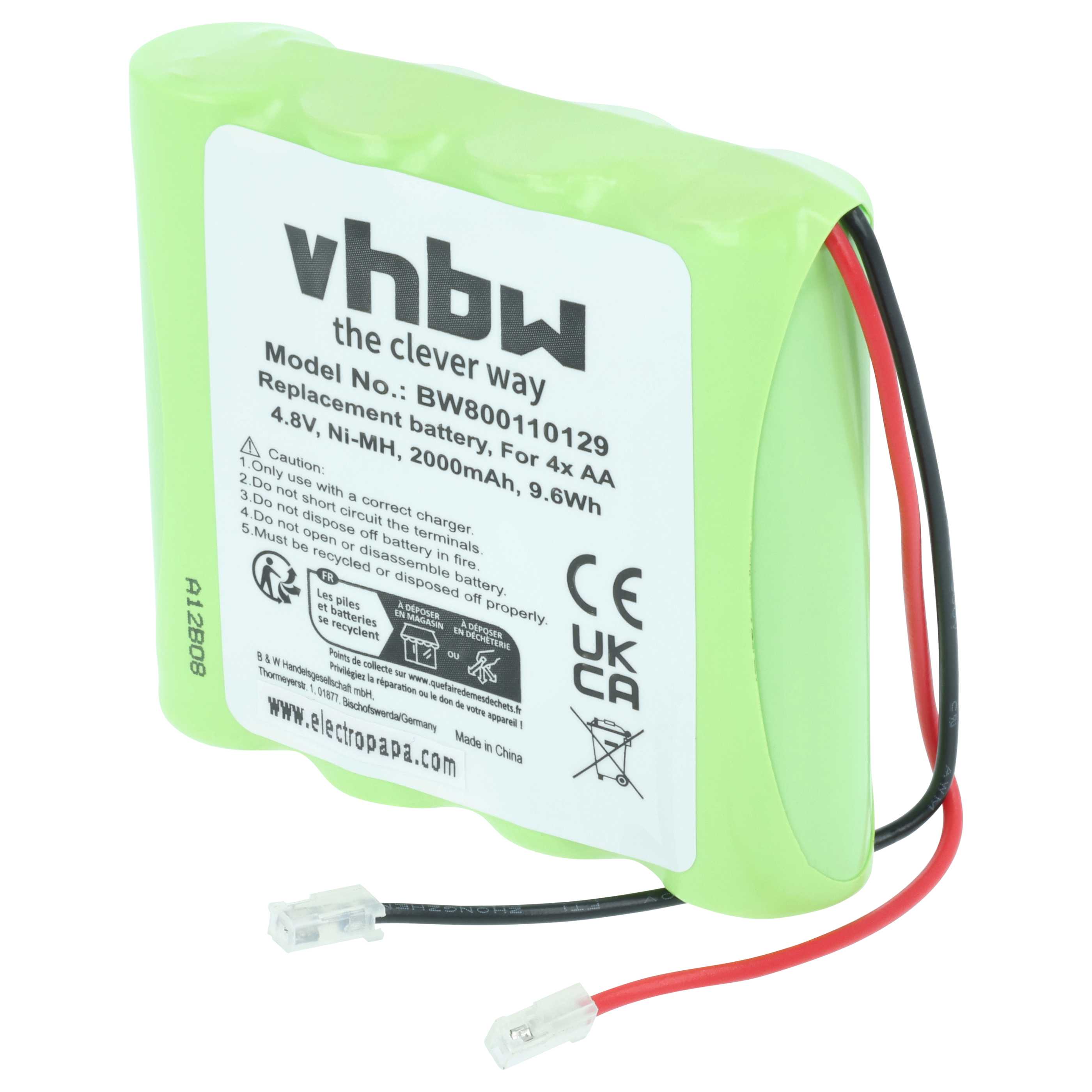 Universal Battery for various Devices - 2000 mAh 4.8 V NiMH Replaces 4x AA Mignon