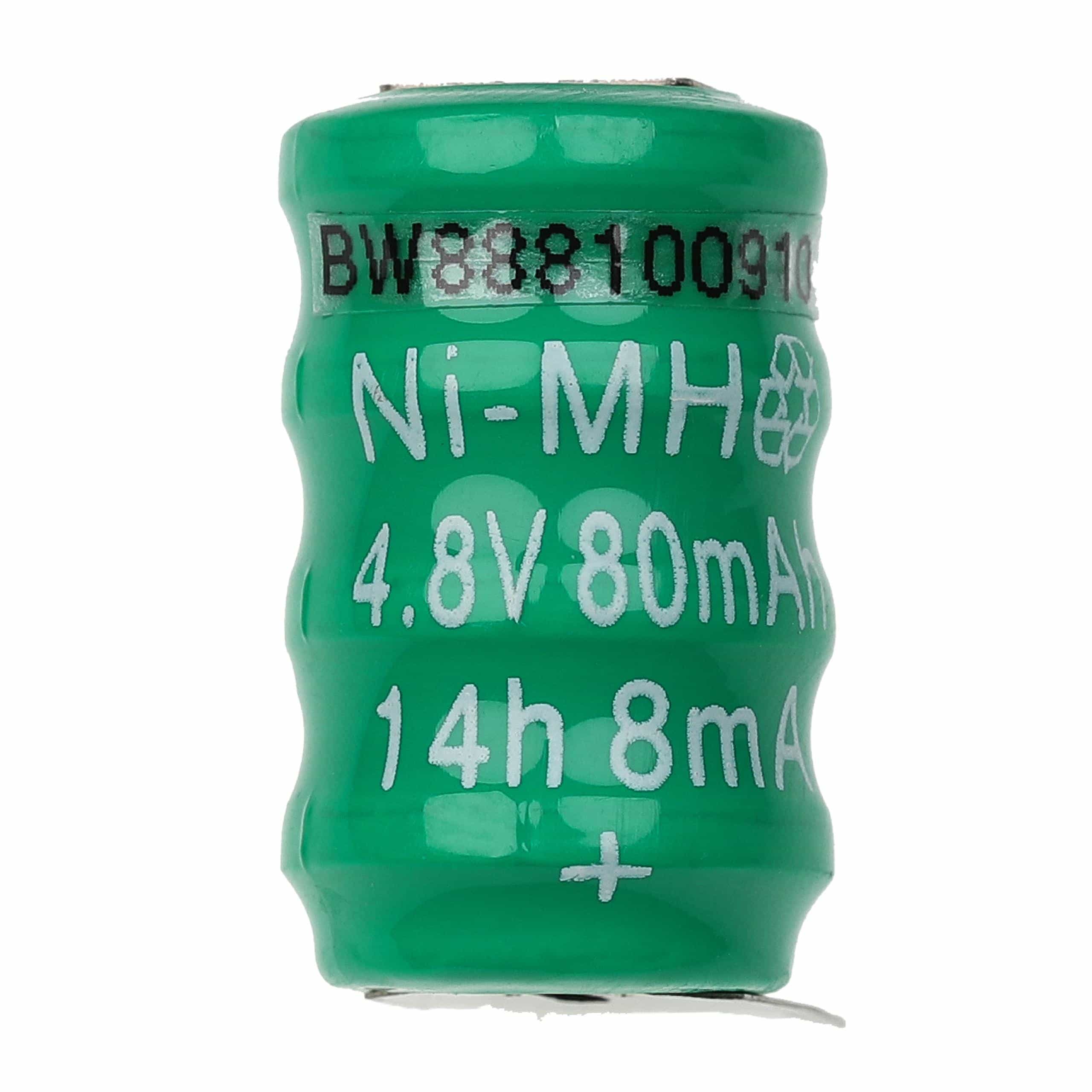 Button Cell Battery (4x Cell) Type V80H 3 Pins for Model Building Solar Lamps etc. - 80mAh 4.8V NiMH